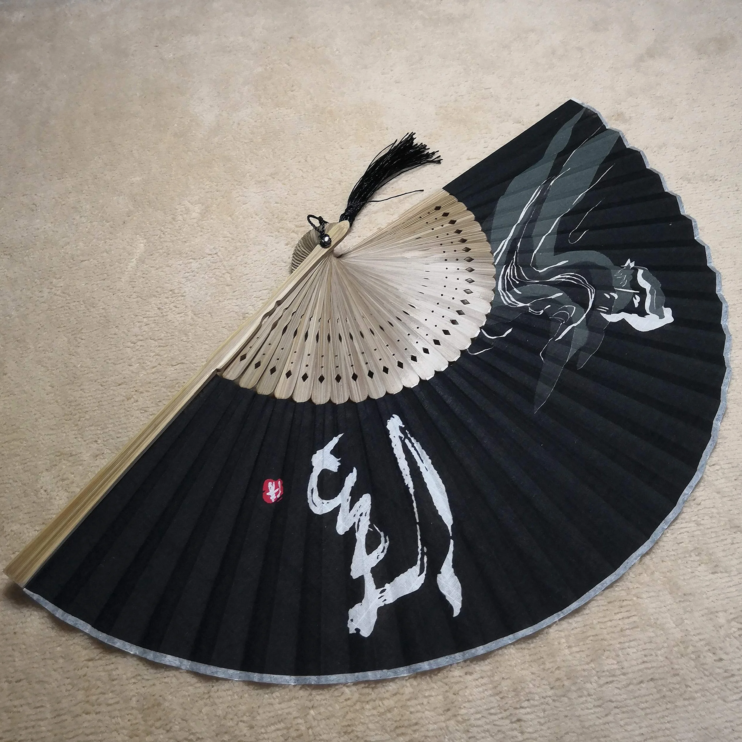 Eastern Wind Balck Japoński jedwabny ręczny składany wachlarz. Ręczny składany wentylator rave 21 cm