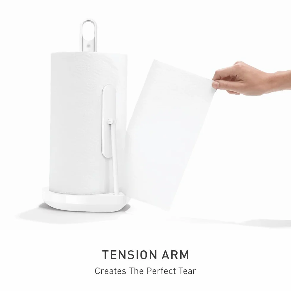 simplehuman Standing Paper Towel Holder with Spray Pump, White Stainless Steel