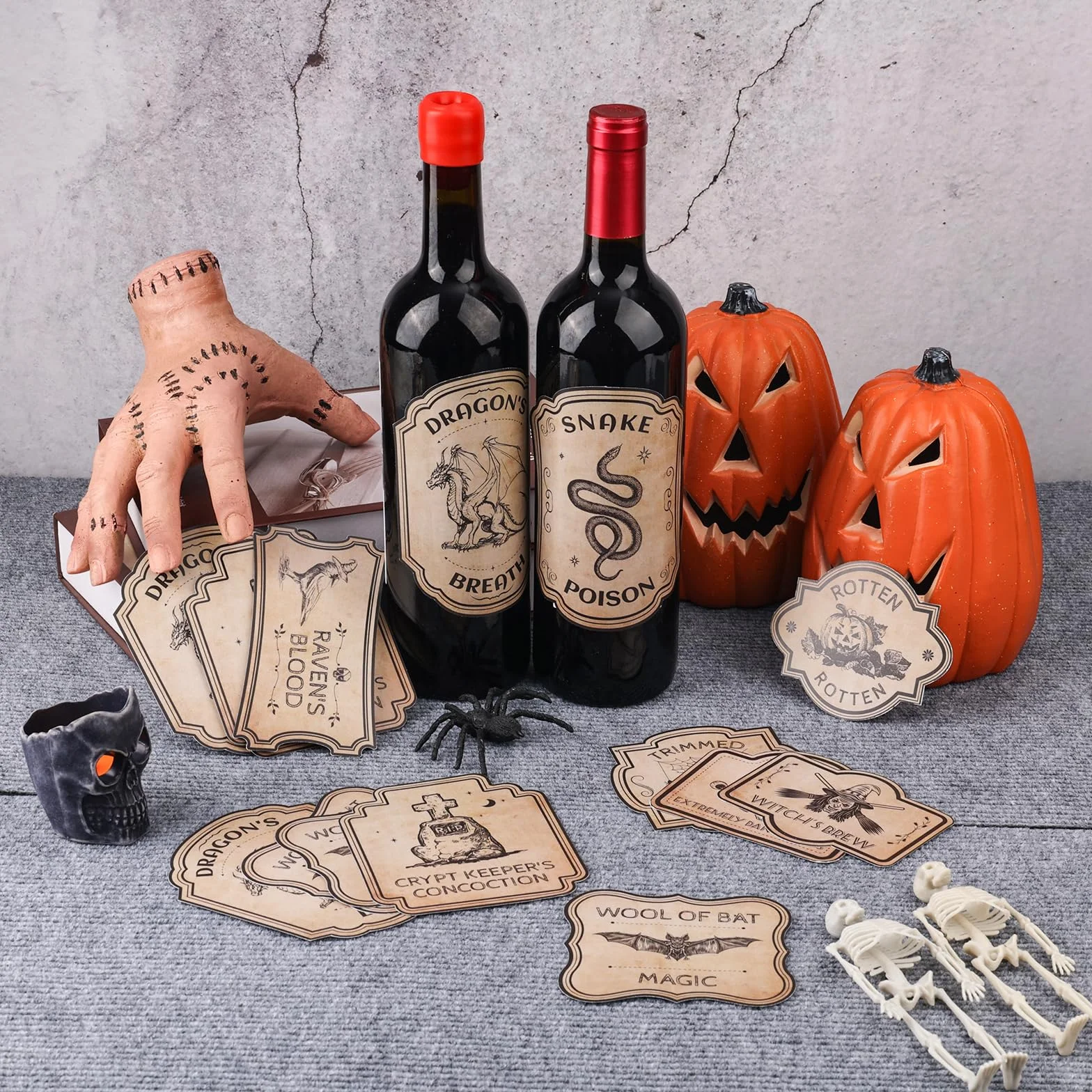 Etykiety na Butelki Wina Halloween 36szt 9 Stylów Vintage Naklejki