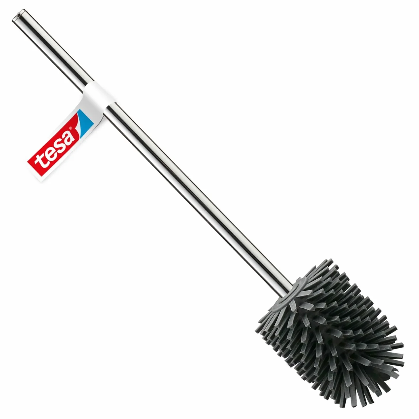 tesa silikonowa szczotka do toalet wymienna chromowany metalowy uchwyt 37,4 x 7,1 x 7,4 cm ciemnoszara