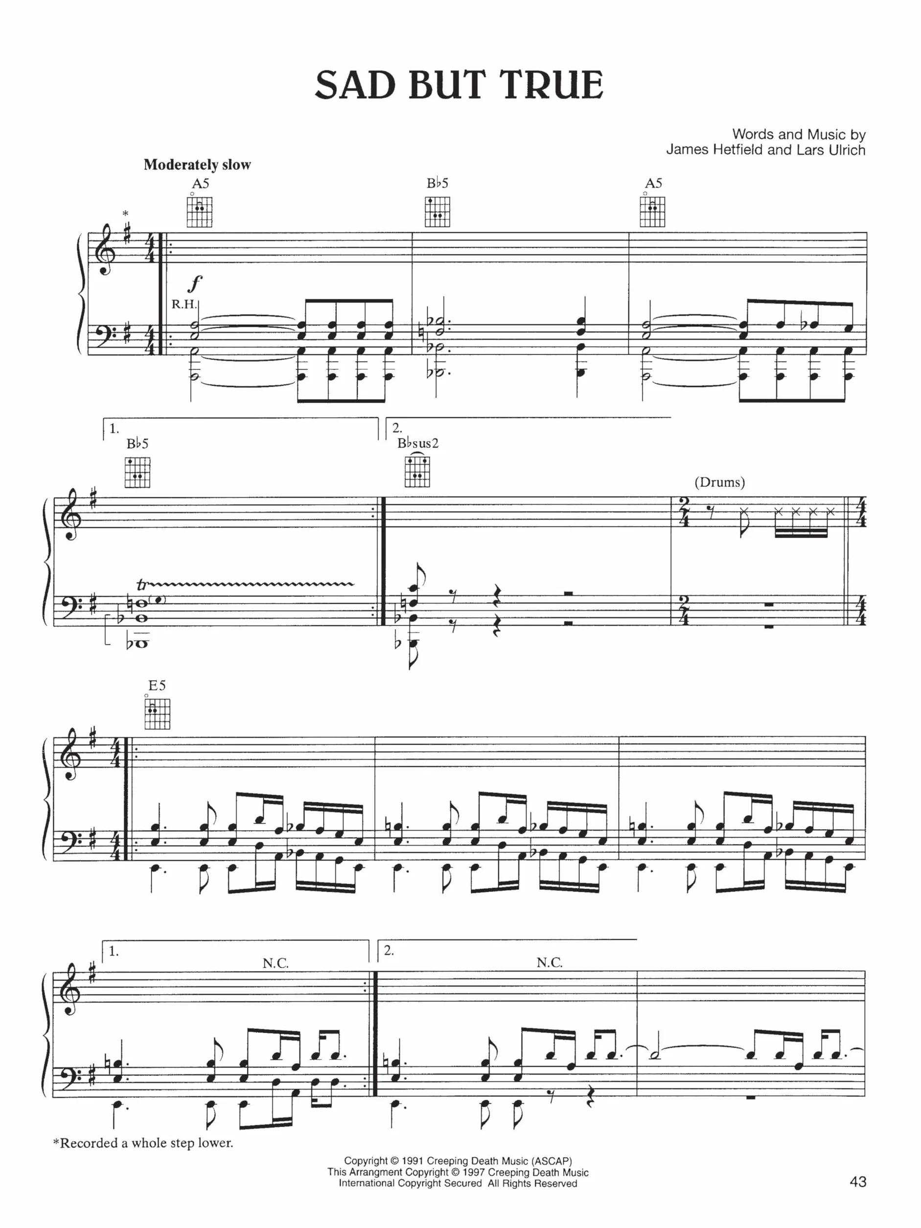 Best of metallica piano, voix, guitare: Piano, Vocal