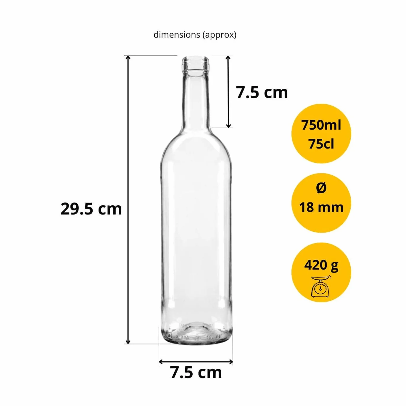 Szklane butelki na wino Bordeaux 750 ml 24 szt. do domowego wyrobu wina