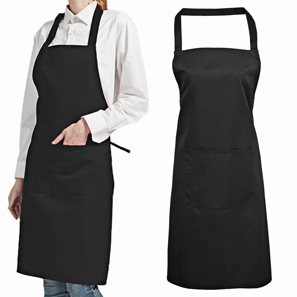 Gvolatee 2 Regulowane Fartuchy z Kieszeniami - Unisex Kuchenny do Kuchni, Restauracji, Kawiarni, Grillowania, Pieczenia (Czarny)
