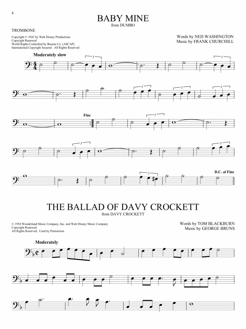 101 disney songs for trombone