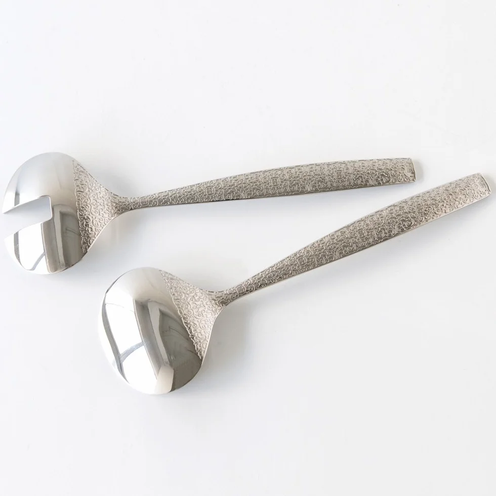 Alessi Sztućce sałatkowe Dressed, stal nierdzewna, srebrne, 29,5 cm, 2 sztuki