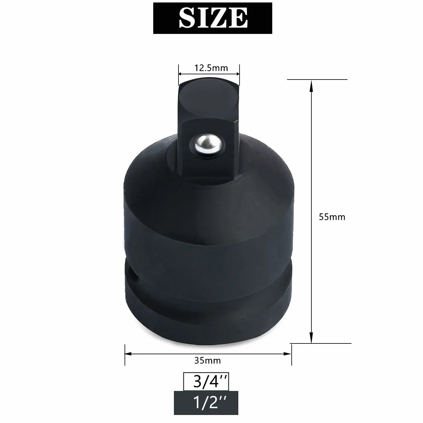 Adapter klucza nasadowego, czworokątny wewnętrzny 20 mm (3/4") - zewnętrzny kwadrat 12,5 mm (1/2") | adapter 3/4 na 1/2"
