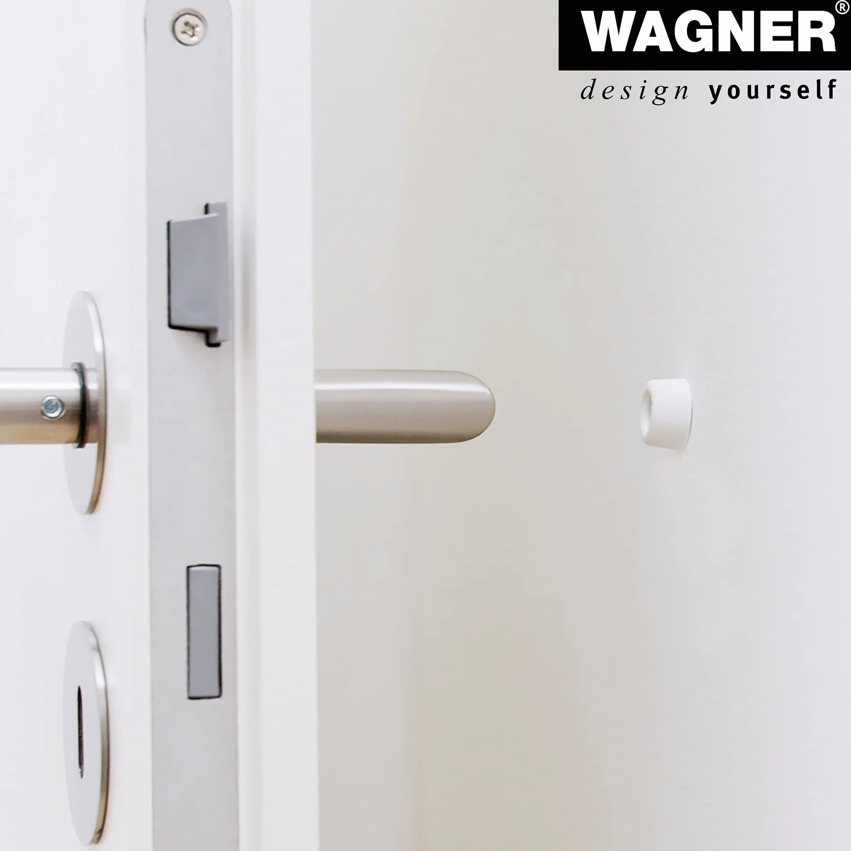WAGNER Stoper do drzwi ściennych VULKANO MINI 4-częściowy zestaw - średnica Ø 20 x 10 mm, odbojniki z wysokiej jakości pełnej gumy, biały, do wkręcania - 15501104