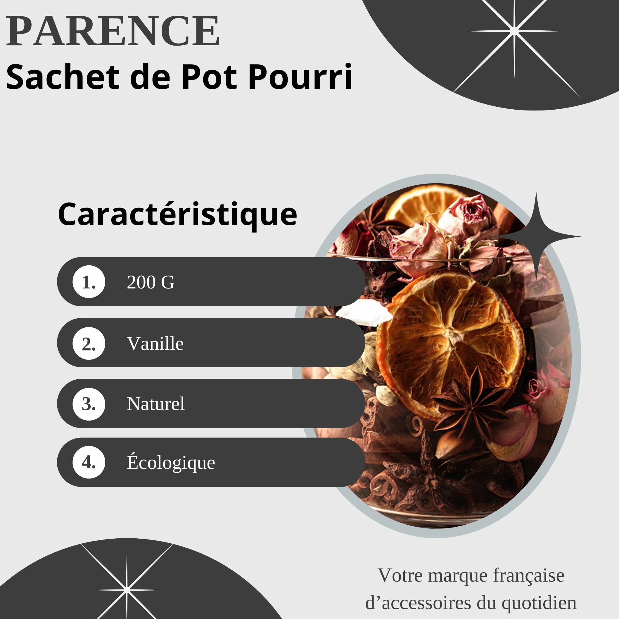 PARENCE.- Torebka Pot-Pourri 140g Smak Waniliowy - Home Decor & Zapach, Naturalny, Uniwersalny - Wanilia, 140g