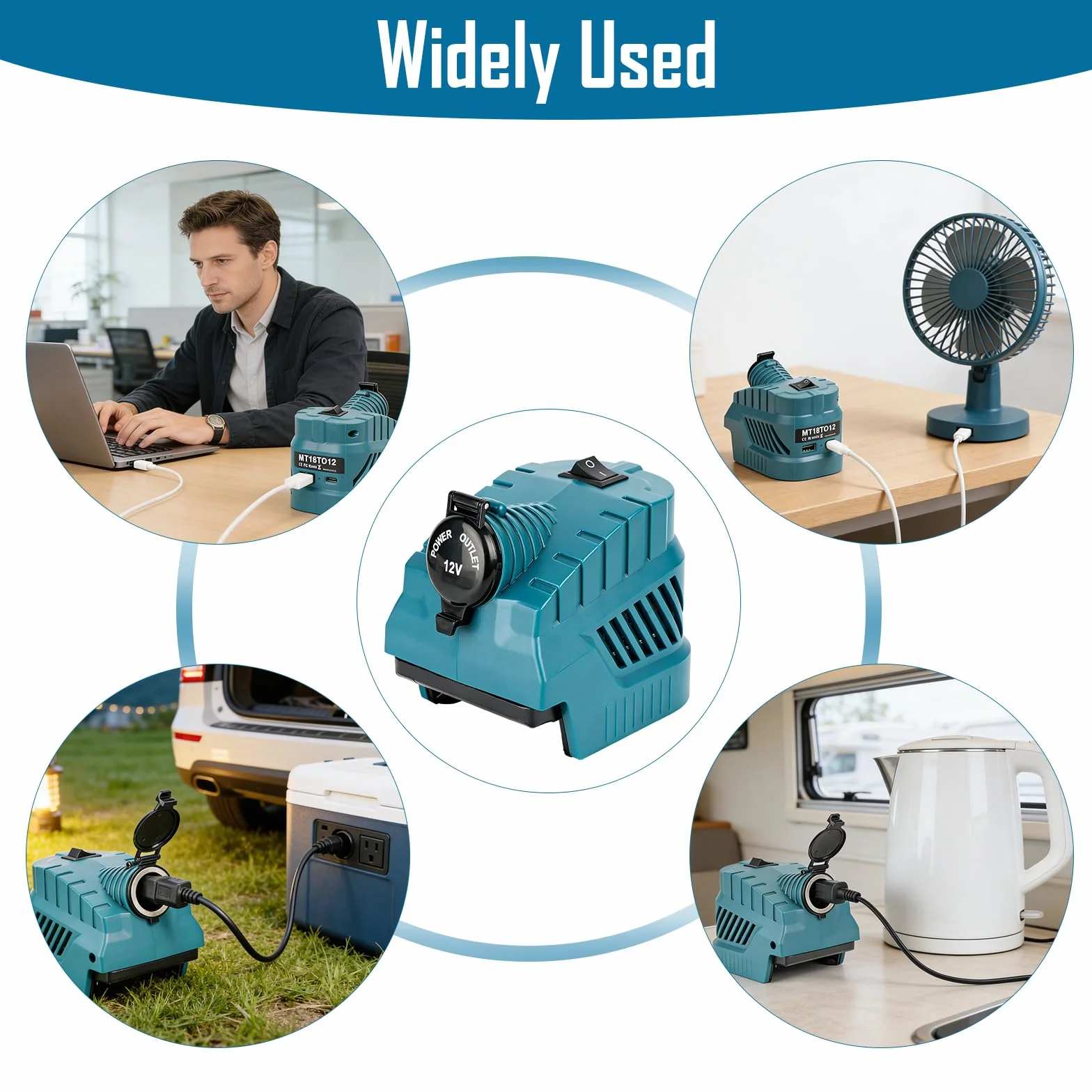 Konwerter Step Down kompatybilny z baterią litową Makita 18 V (bateria nie jest dołączona), adapter regulatora napięcia 18 V na 12 V z zapalniczką i portem USB