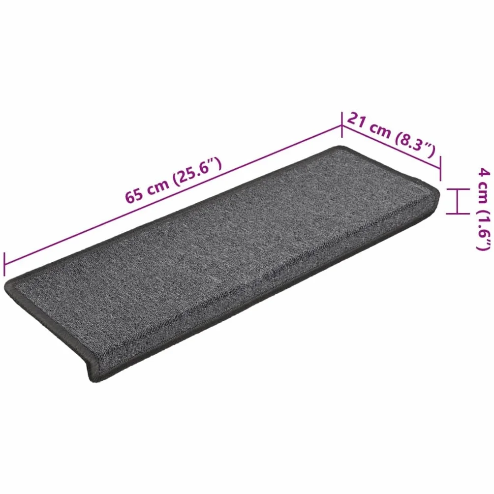 vidaXL Nakładki na schody, 15 szt., 65x21x4 cm, ciemnoszare