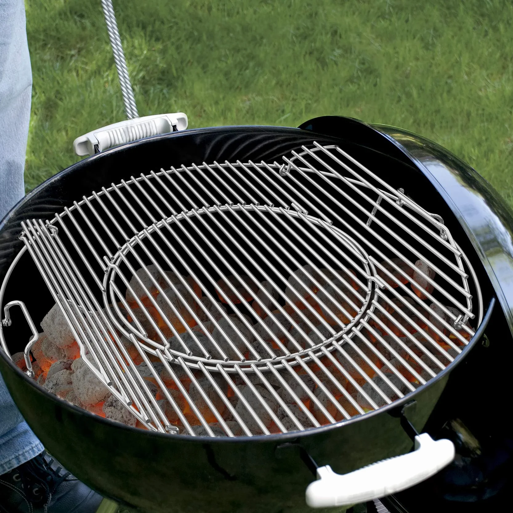 Onlyfire ruszt do grillowania ze stali nierdzewnej, Ø 54,6 cm, dwustronny otwór
