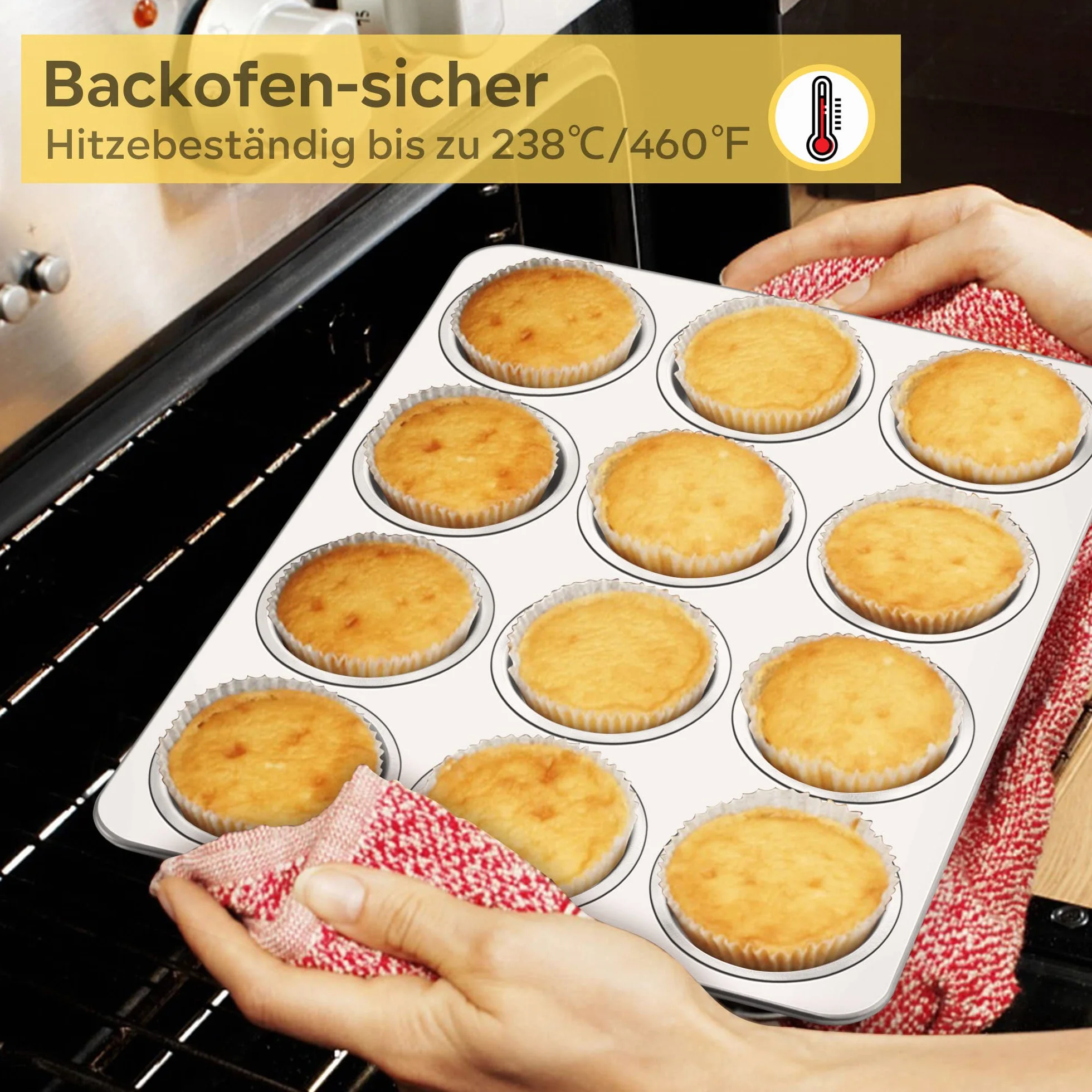 Joyfair Forma do muffinek ze stali nierdzewnej na 12 muffinów
