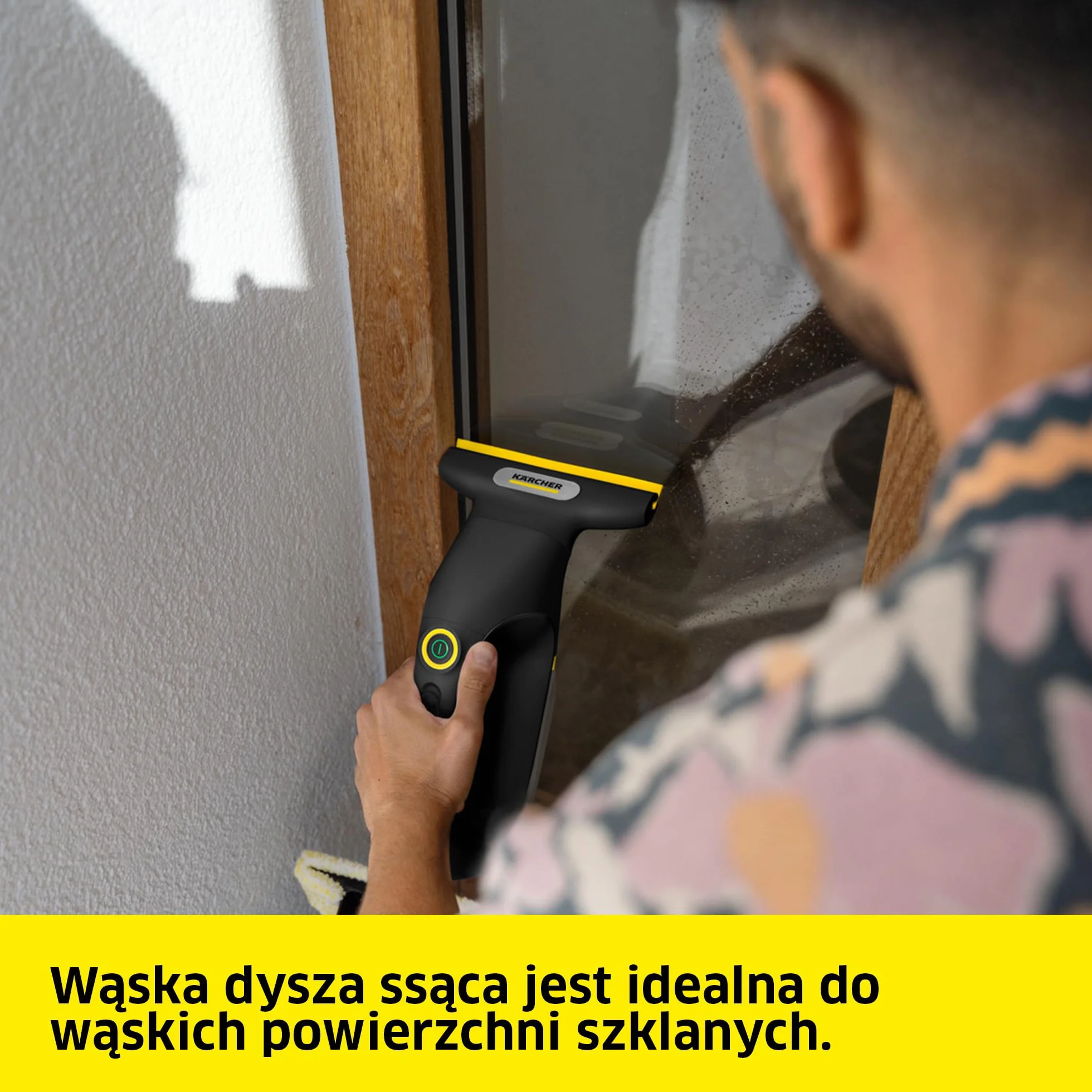 Kärcher myjka do okien WV 3 Comfort Precision+ Black, czas pracy: 35 min, XXL zbiornik: 200 ml, 2 dysze ssące, regulowana butelka z rozpylaczem, haczyk prysznicowy, 500 ml środka do mycia szyb