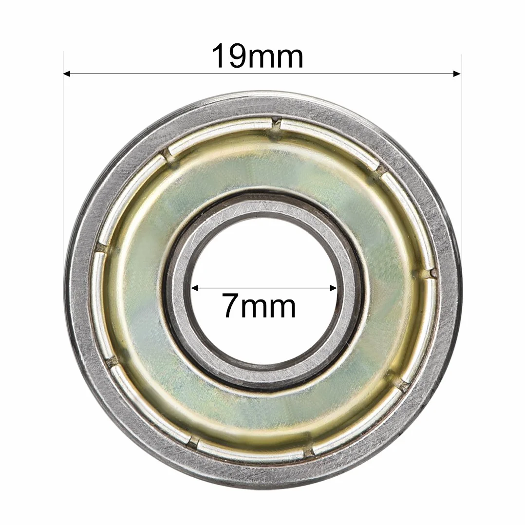 sourcing map 4 sztuki łożysko kulkowe zwykłe 607ZZ podwójny szyld 7 mm x 19 mm x 6 mm stal węglowa DE