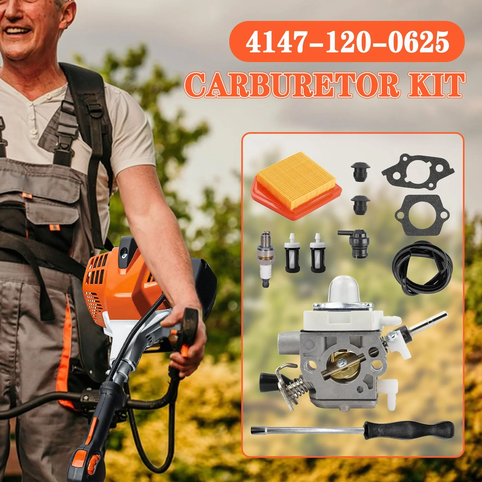 FS240 FS260 gaźnik, zestaw gaźnika 4147-120-0625 do Stihl FS240 FS240C FS240R FS240RC FS260C FS260R FS360C FS410C części do kosiarki do ścinania z filtrem powietrza 4147 141 0300