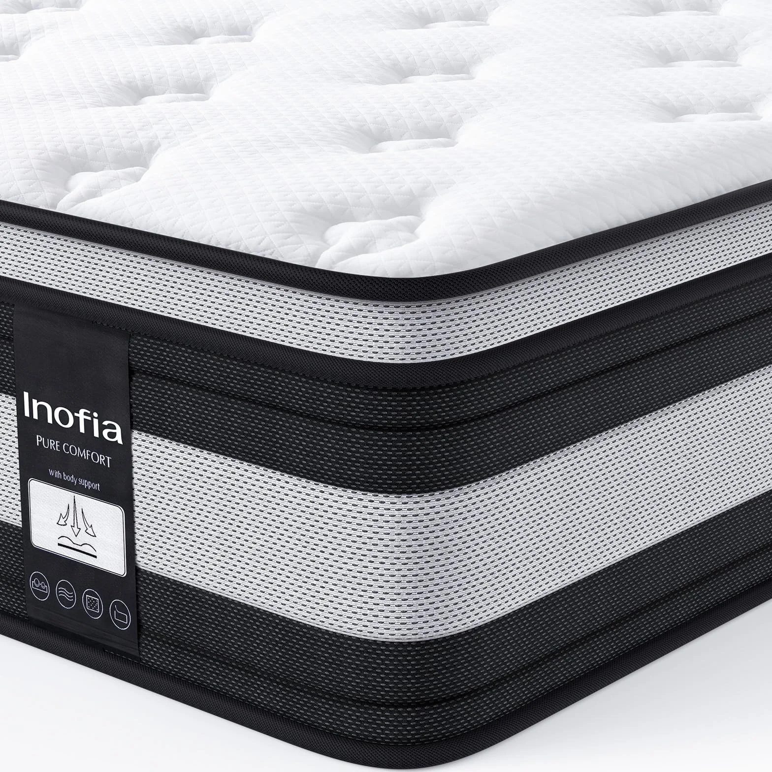 Inofia Materac H3/H4 180 × 200 28 cm-7-strefowy materac sprężynowy, materac kieszeniowy KühlNest, materac kieszeniowy baryłkowy z certyfikatem Öko-Tex-100 nocy próbnego spania