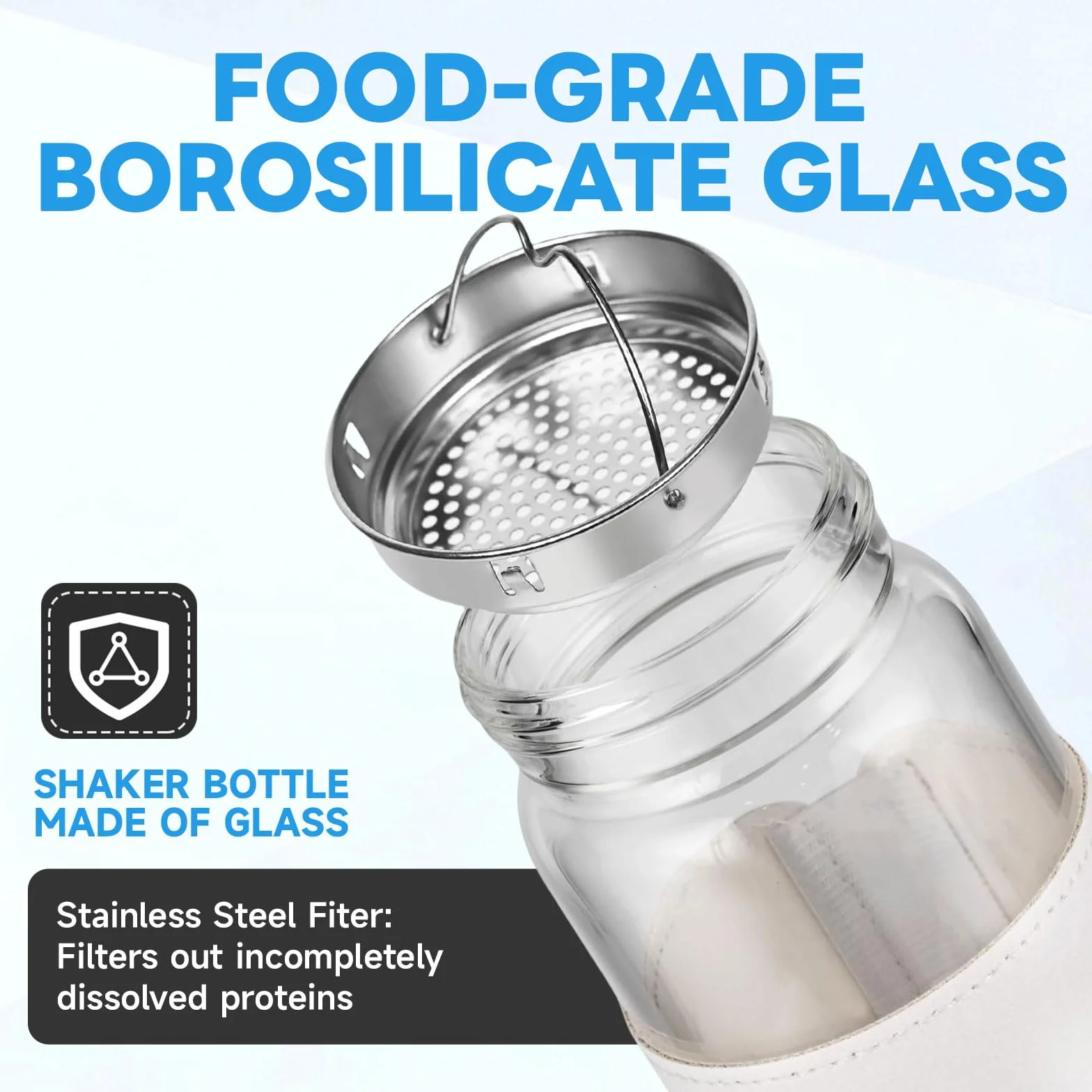 Shaker Proteinowy 470 ml ze Stali Nierdzewnej 304, bez BPA, z Kulką do Mieszania