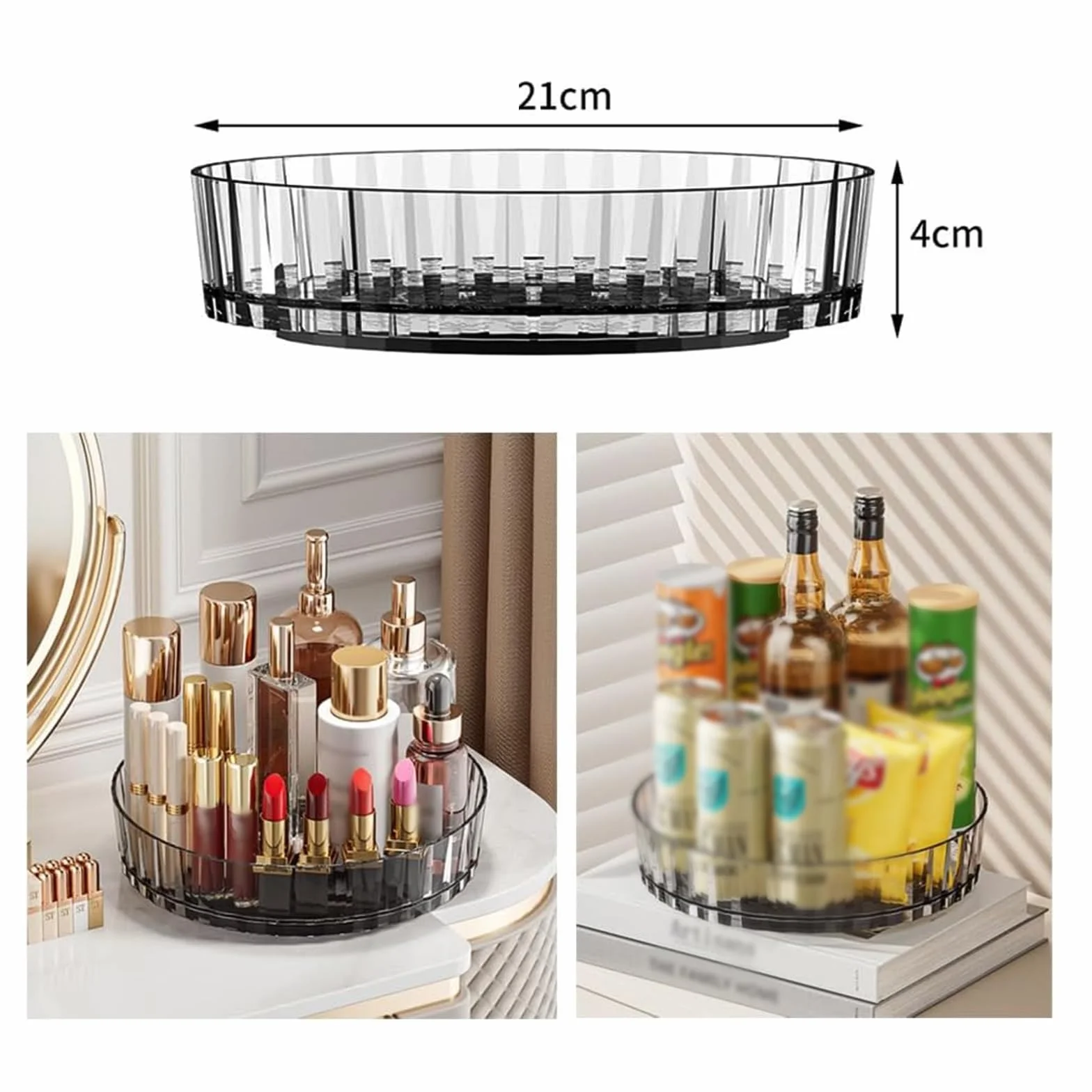 Organizer kuchenny talerz obrotowy 360° 21 cm przezroczysty na lodówkę