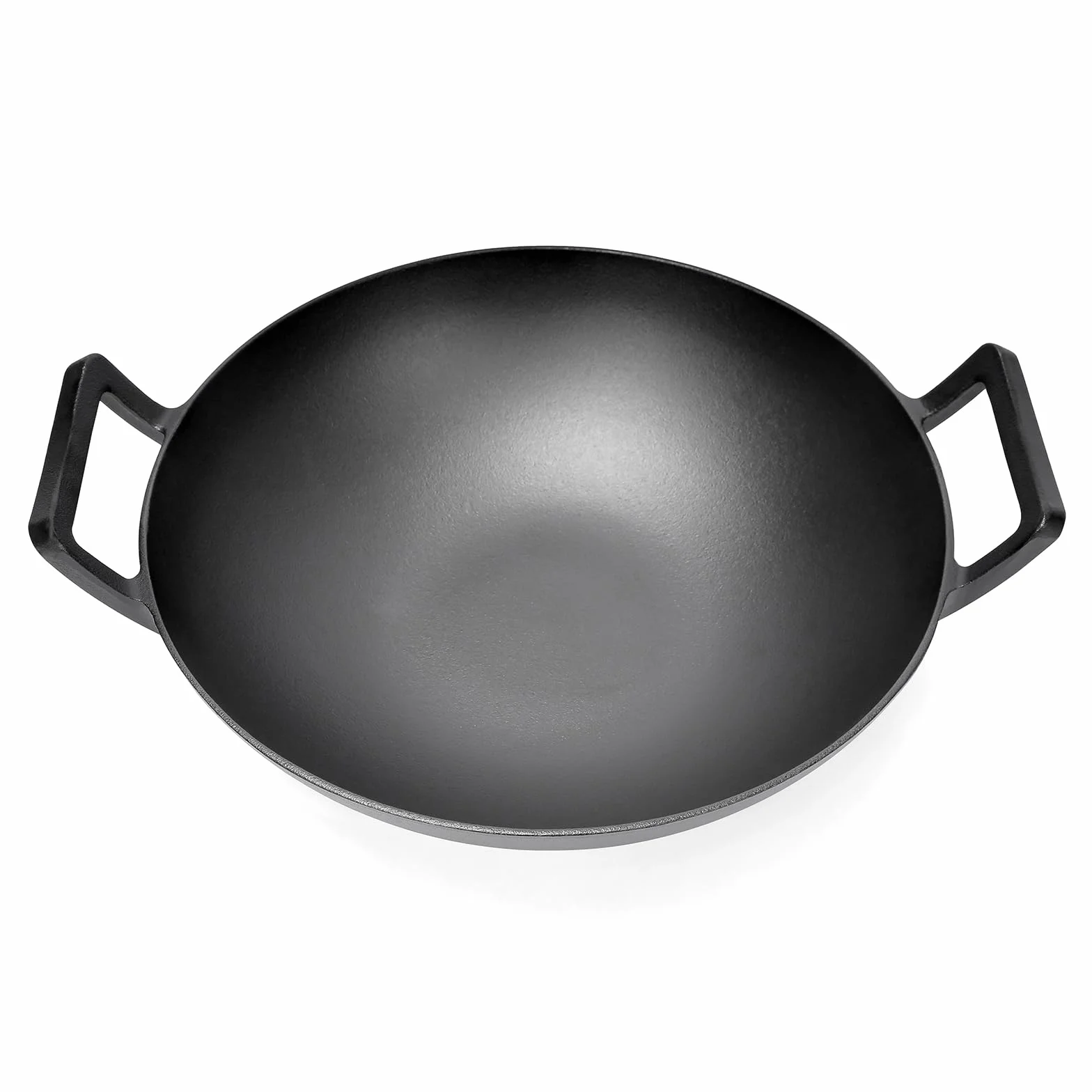 GFTIME Żeliwny wok Ø 36 cm, do grilla gazowego, do kuchenek indukcyjnych, ogniowych, żeliwnych patelni wok do Weber Spirit, Genesis Gourment, do grilla 57 cm