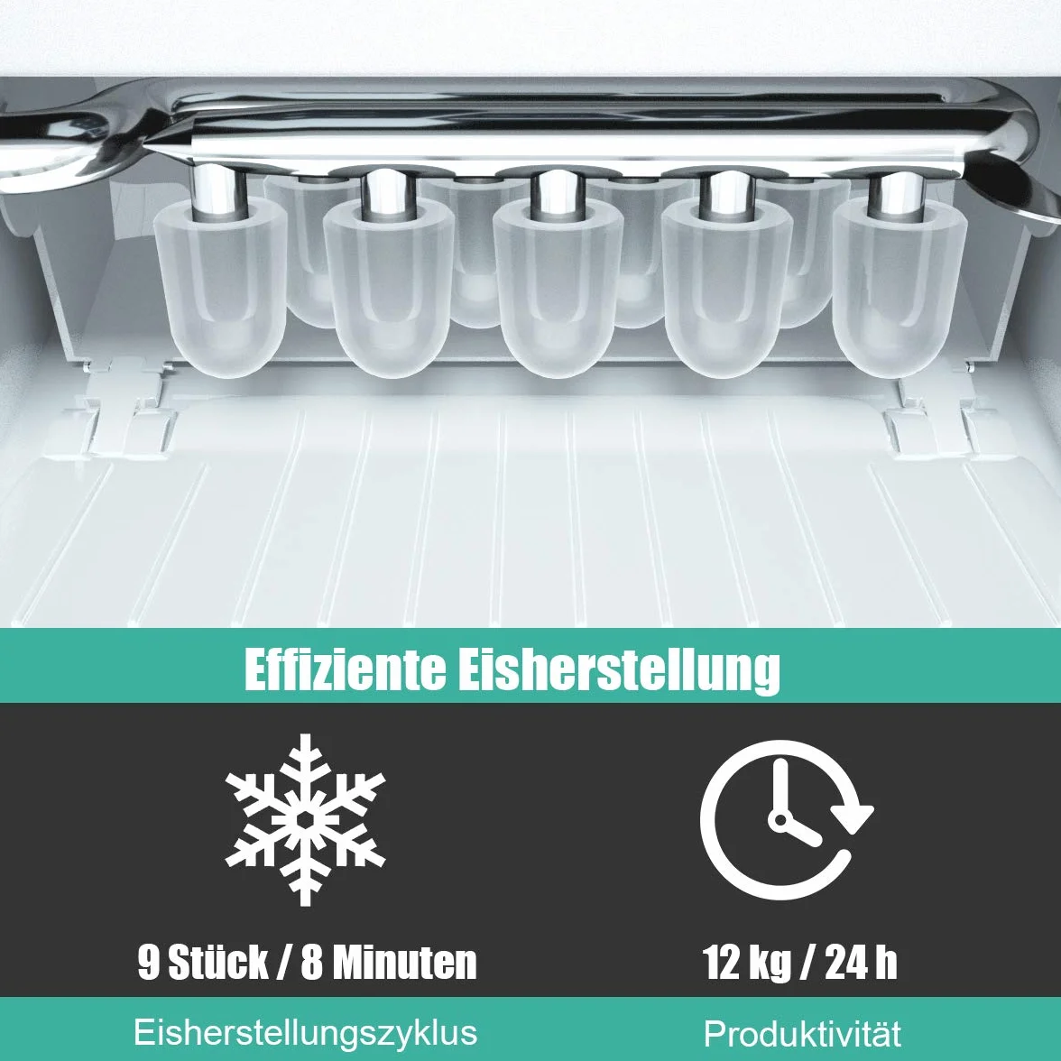 COSTWAY Kostkarka do lodu 12 kg/24 h 120 W 31x22x30 cm Zielona