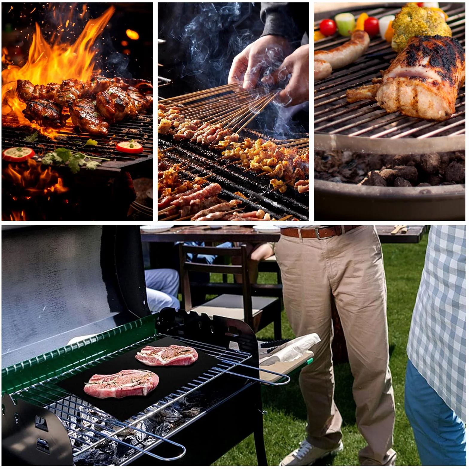 5 sztuk mat do grilla BBQ 40 x 33 cm, nieprzywierające teflonowe maty do grilla, wkładki do piekarnika, wielokrotnego użytku, odporne na wysokie temperatury, nieprzywierające, folia do pieczenia do