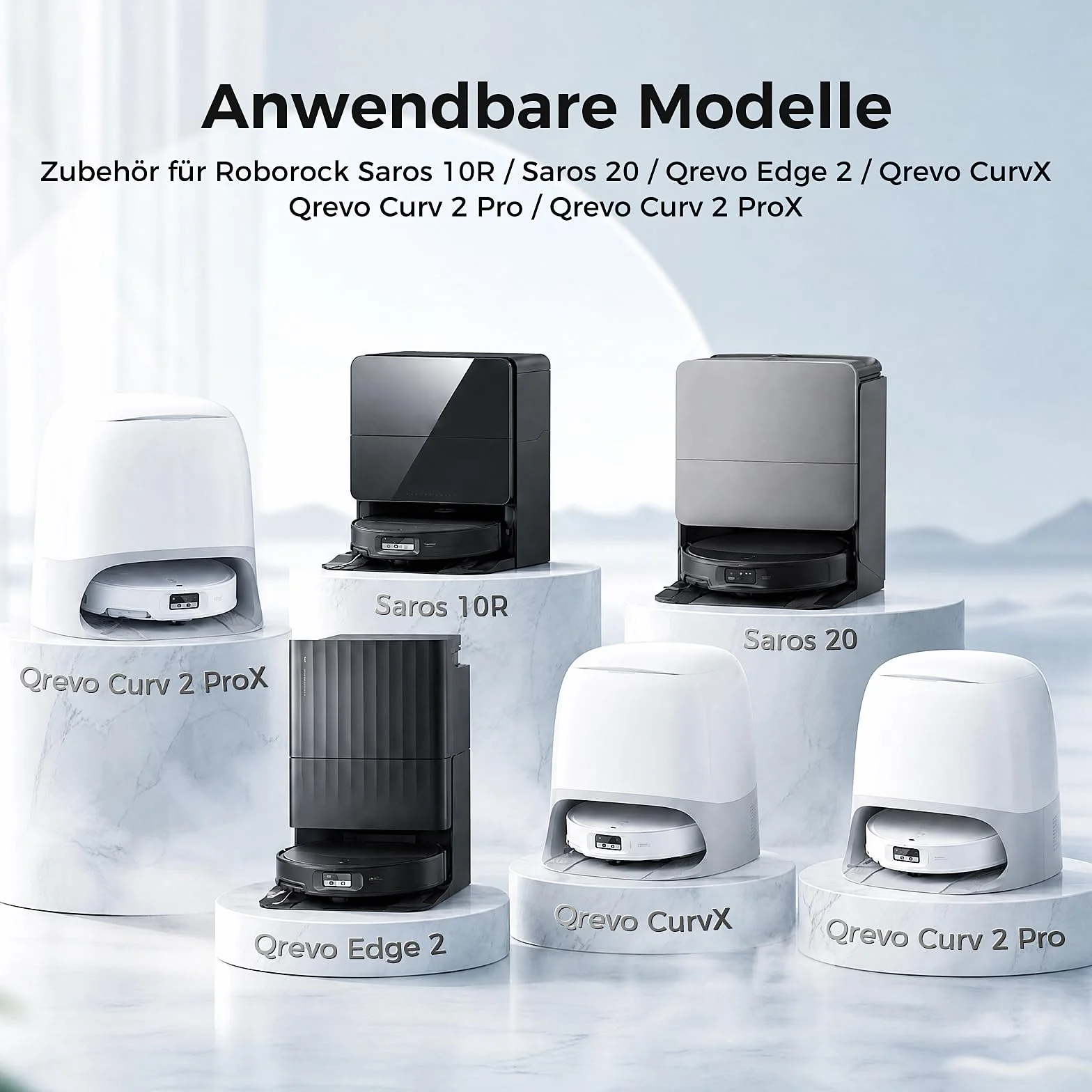 Zestaw 28 akcesoriów do robota Roborock Saros 10R/Qrevo CurvX/Qrevo Curv 2 Pro z 2 parami głównych szczotek, 6 ściereczek do wycierania, 4 filtrów, 6 worków do kurzu, 6 szczotek bocznych, 1 szczotka