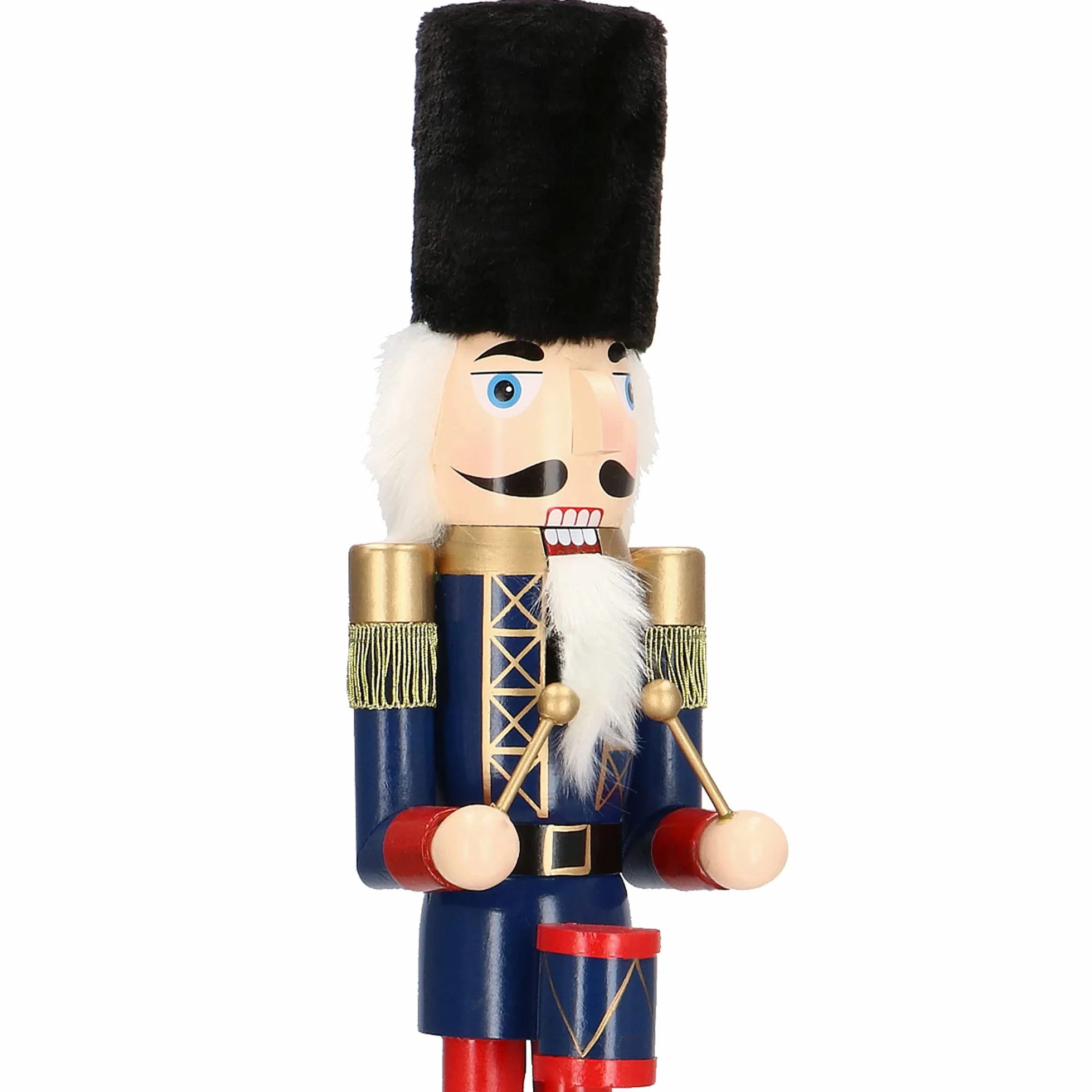 SPRINGOS Figurka dziadek do orzechów z bębniarzem w czapce kozackiej, dekoracyjna figurka drewniana 14 x 61 cm