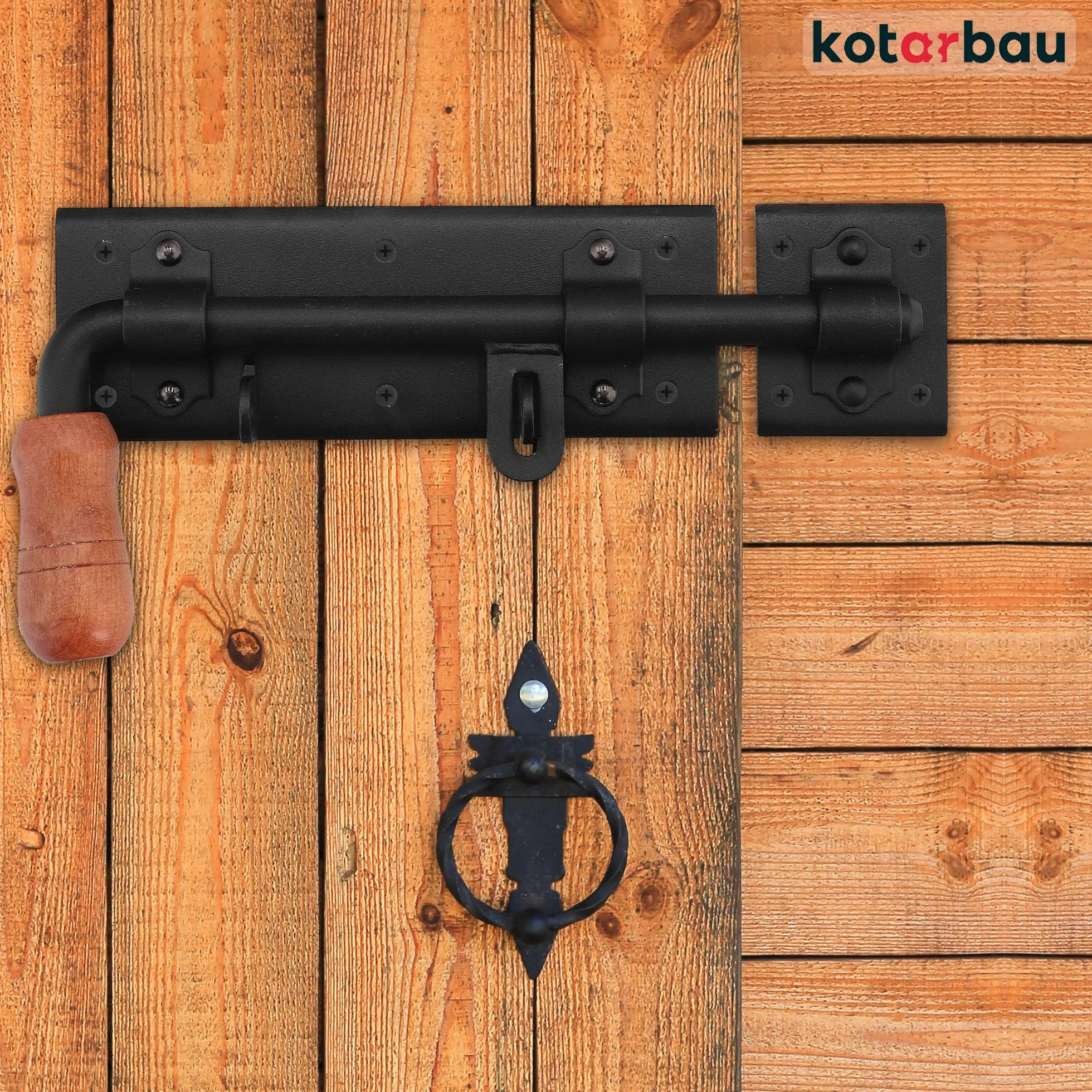 KOTARBAU® Brygiel do bramy 280 mm lewy rygiel do drzwi rygiel zamkowy rygiel zamkowy powlekany proszkowo zamek ryglowany zamknięcie bramy czarny najwyższa jakość