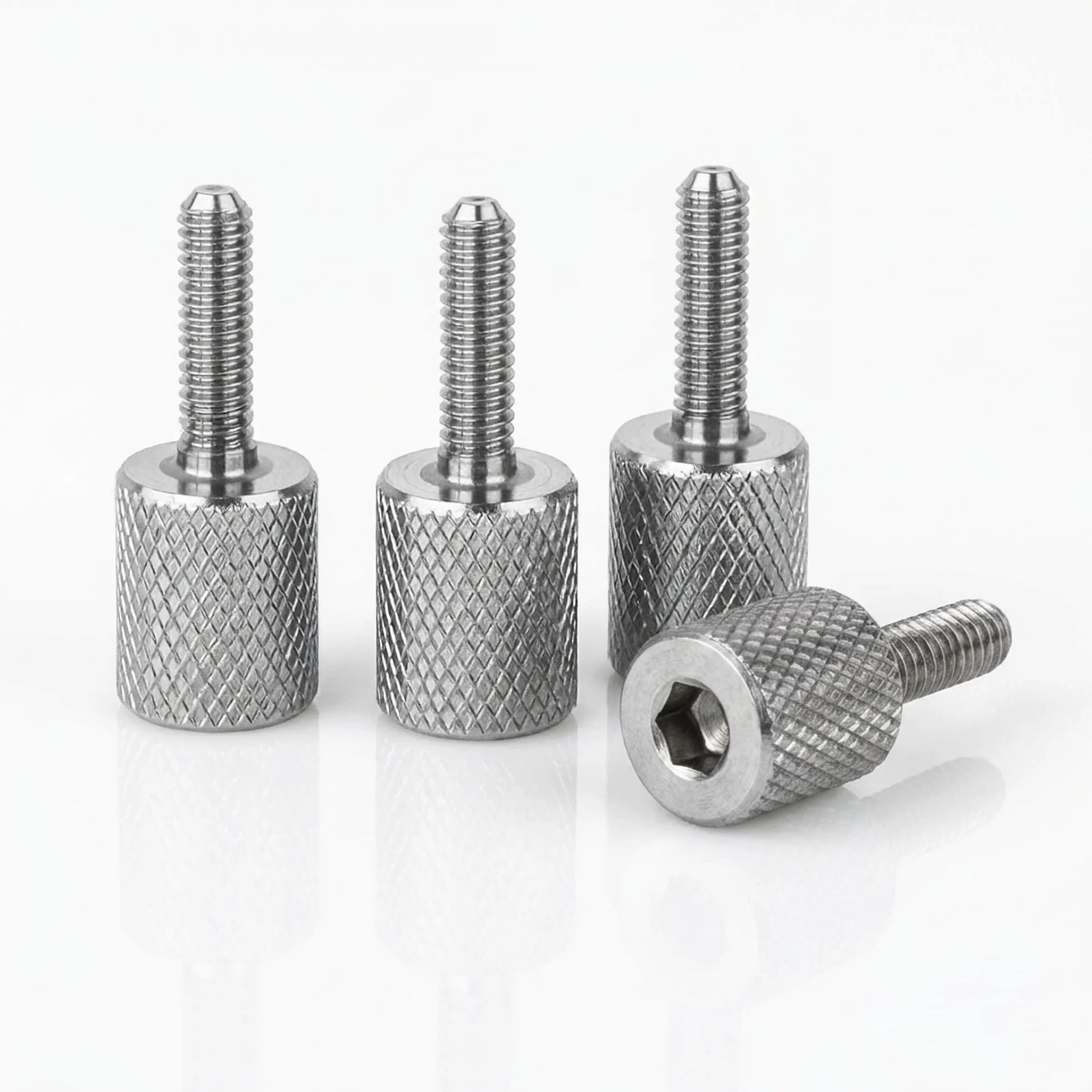 PrecisionGeek - Śruby Radełkowane M4 x 13 mm Stal Nierdzewna z Gniazdem Imbusowym (zestaw 4 szt.)