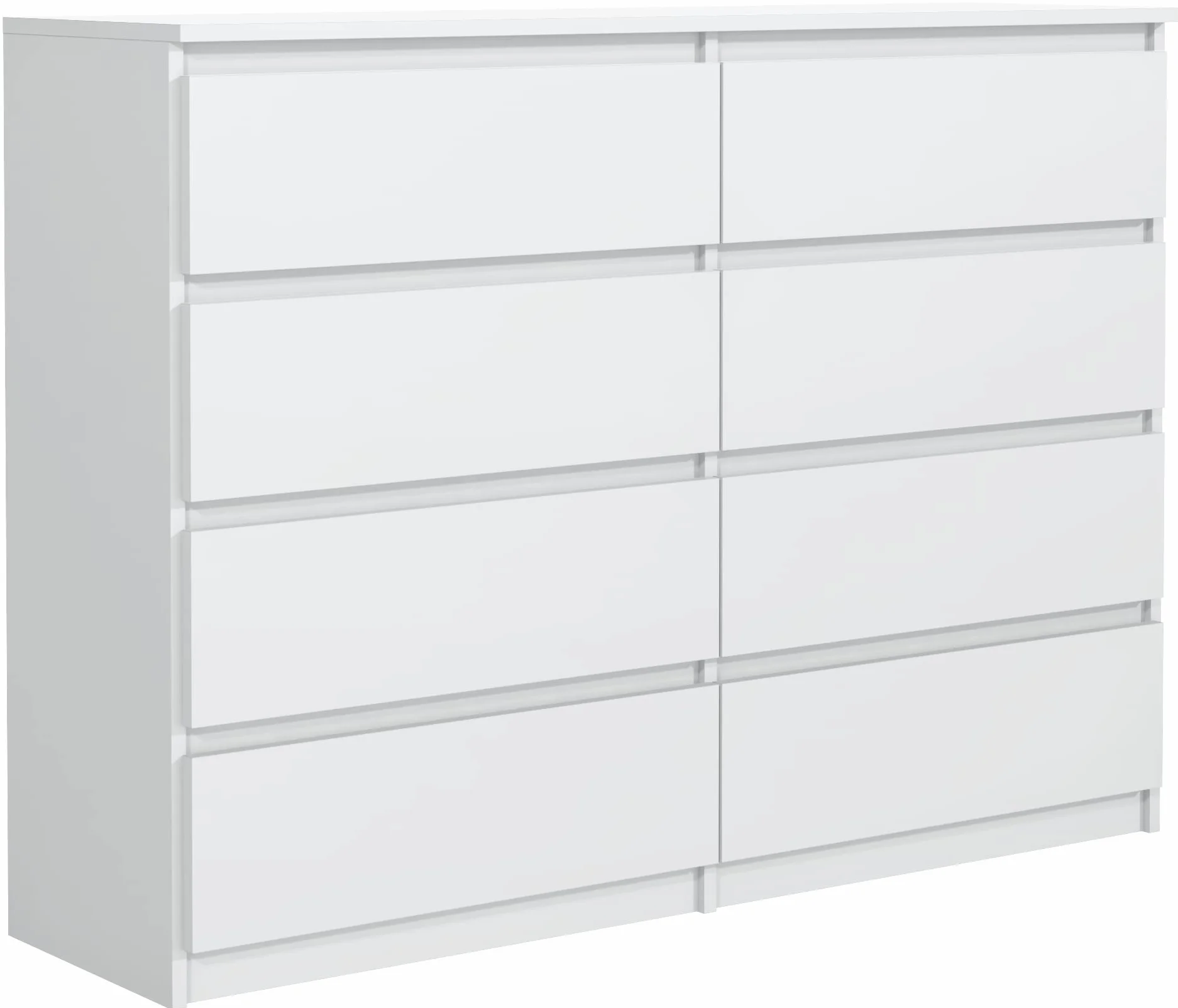 meble masztalerz Komoda Biała Mat z 8 szufladami - 138,5x101,5x39 cm - Komoda do salonu, sypialni - Szafka z szufladami - Komoda z szufladami