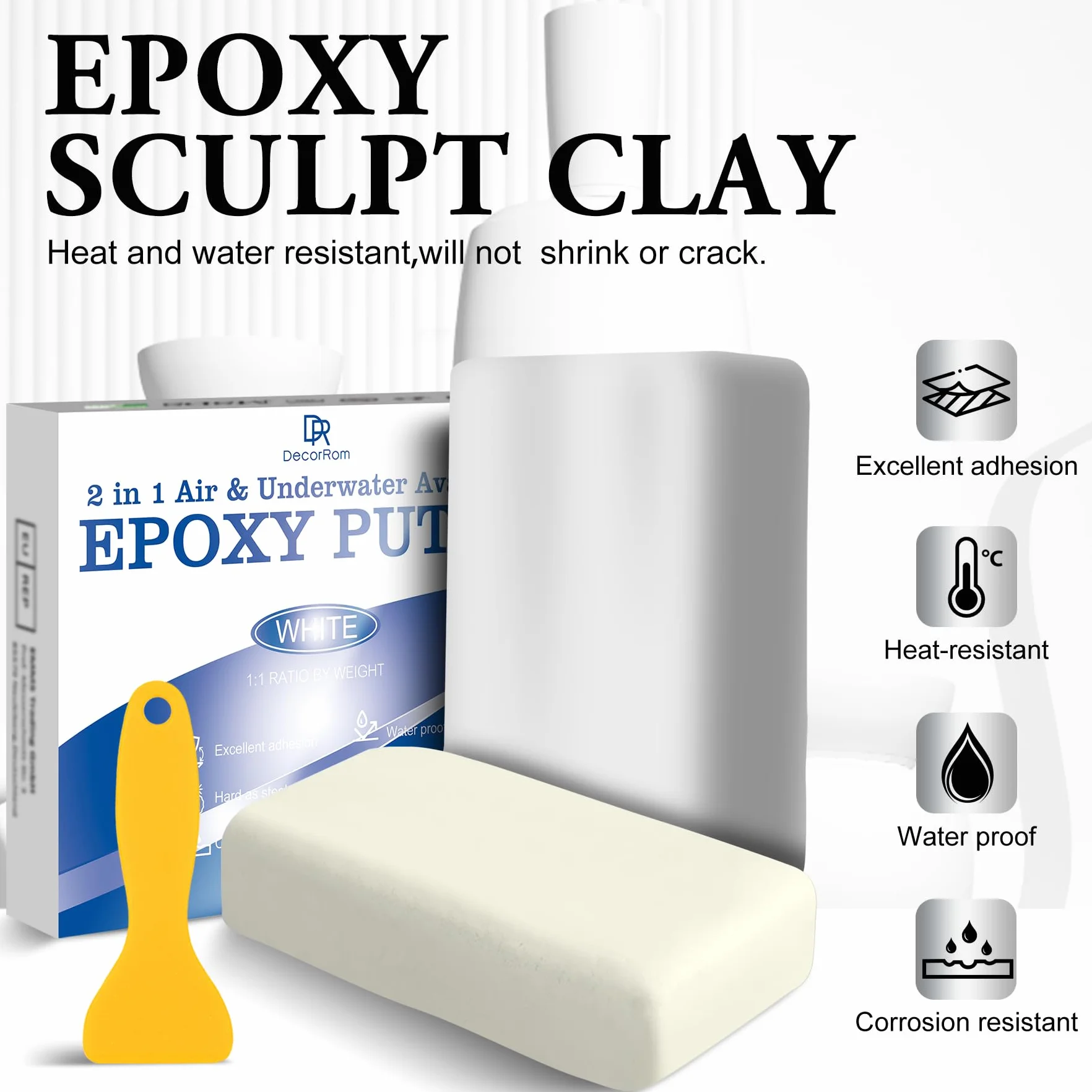 Epoksydowa naprawa dwuskładnikowa Szpachlówka 340 g - klej do metalu, plastiku, ceramiki (biała)