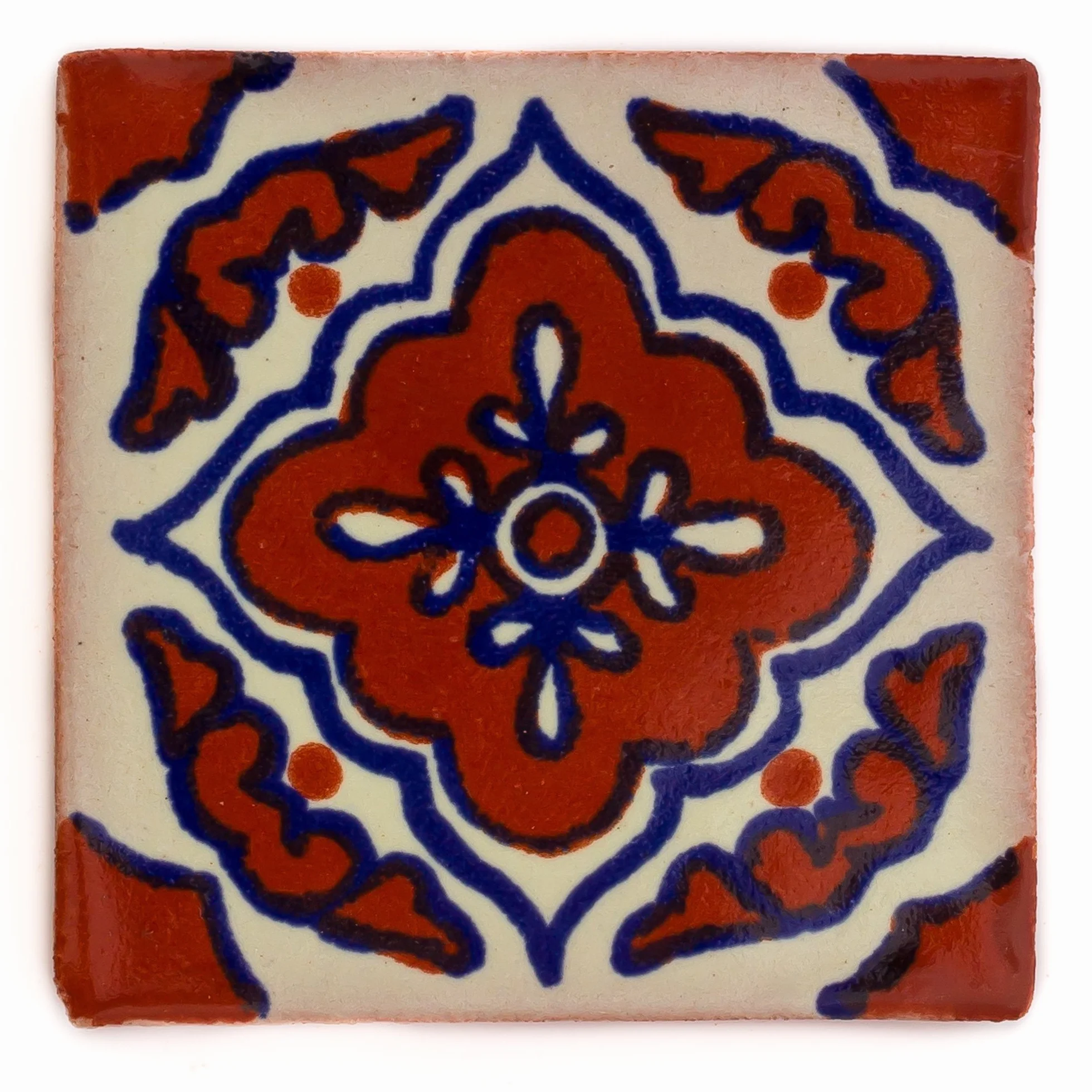 Ceramiczna meksykańska płytka - 5 cm - ręcznie wykonana i etycznie wymieniona przez Tumia LAC, 5 x 5cm,5mm
