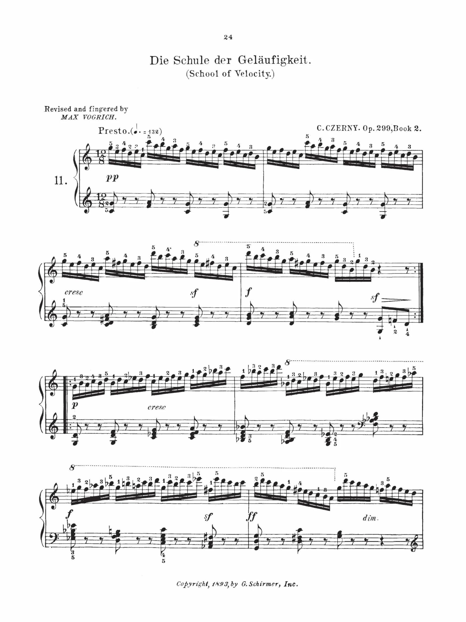 Carl czerny: the school of velocity op.299 (complete) piano: Schirmer Library of Classics Volume 161 Piano Technique