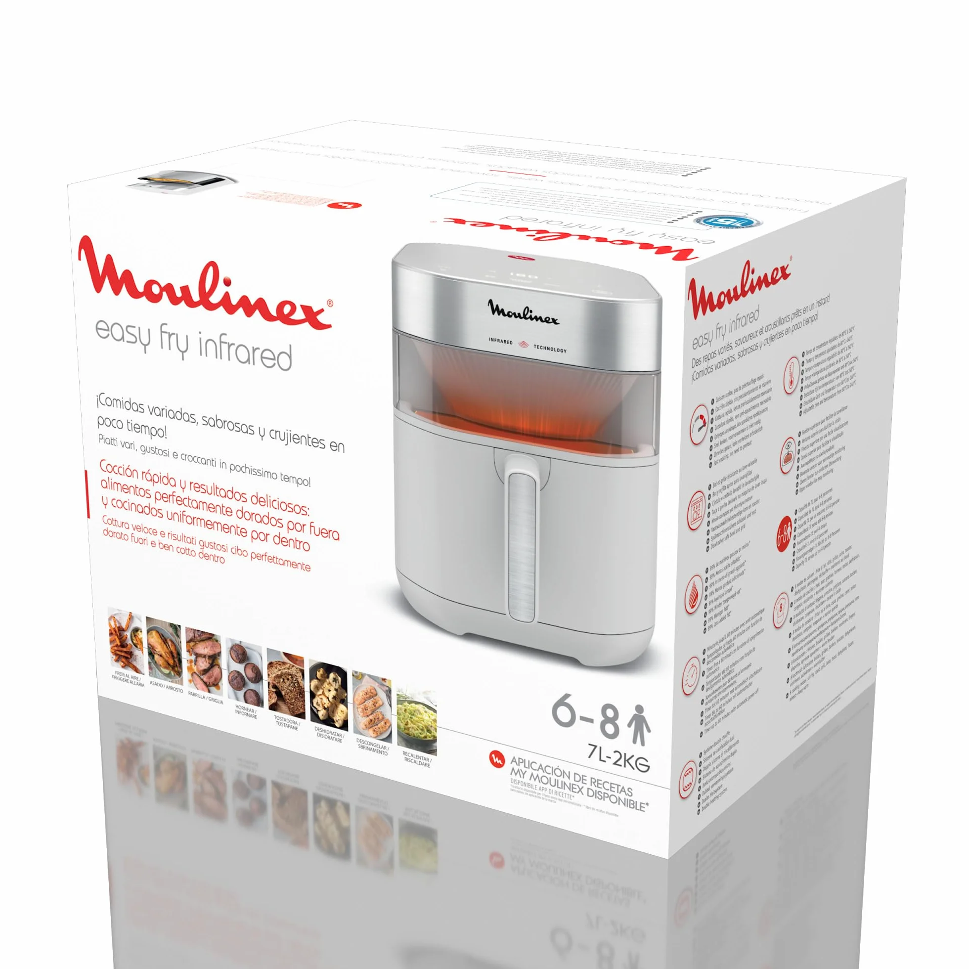 Moulinex Easy Fry Infrared frytkownica na powietrze 7 l technologia podczerwieni panel cyfrowy nieprzywierający kosz zmywarka okno obserwacyjne 8 trybów