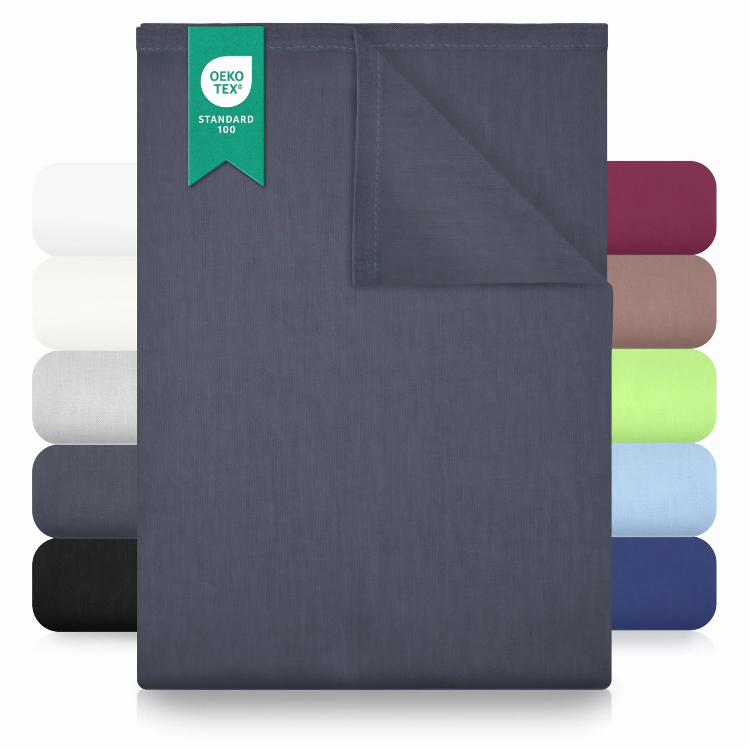 GREEN MARK Textilien płaski prześcieradło – 100% bawełna – bez gumki, delikatne dla skóry, łatwe w pielęgnacji, pranie w wysokiej temperaturze - Szary Antracytowy - 180x275 cm