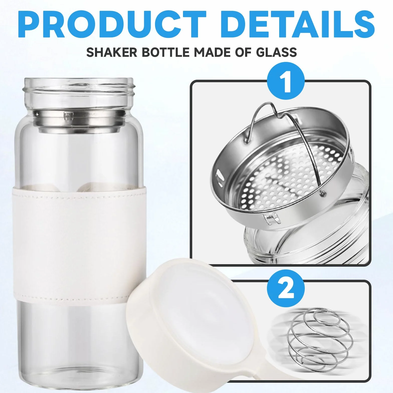 Shaker Proteinowy 470 ml ze Stali Nierdzewnej 304, bez BPA, z Kulką do Mieszania