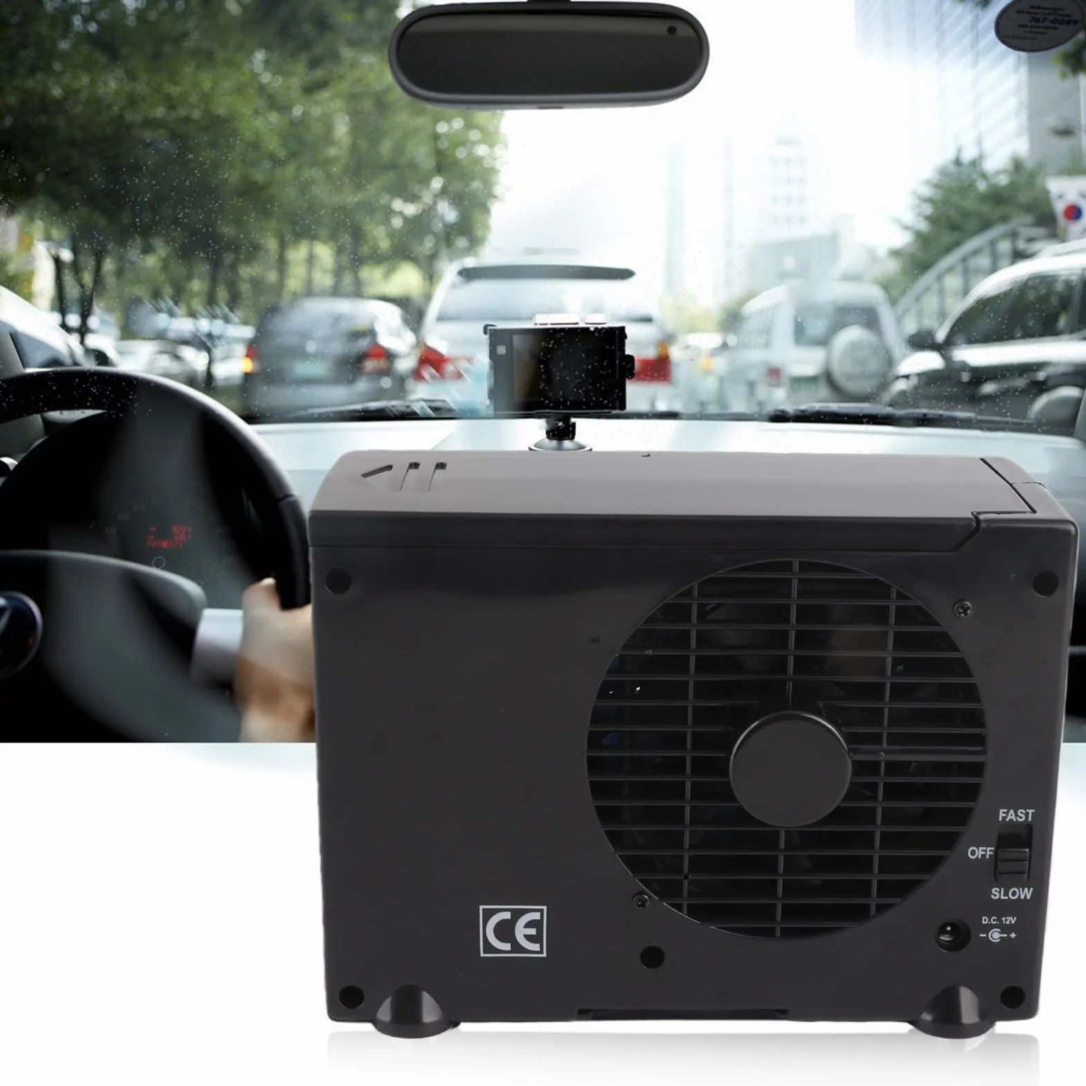 Klimatyzator samochodowy 12V Mini Chłodnica wody wyparnej Wentylator Chłodnica parowa Ciężarówka Domowa 20x11x15cm Czarny