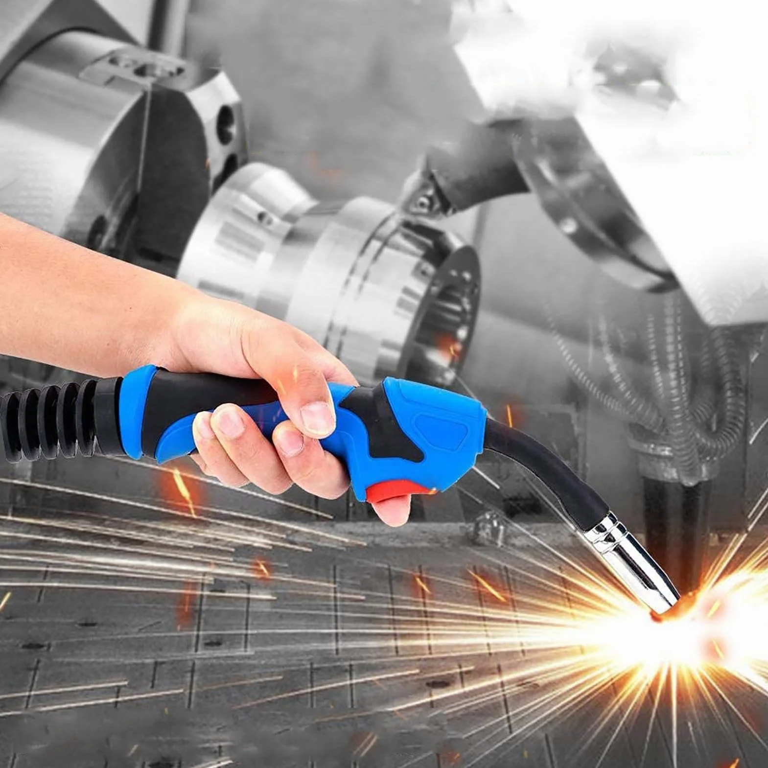 Estink MIG/MAG palnik spawalniczy, pakiet węży MB15 Welding Torch CO², gaz ochronny, palnik spawalniczy 3,8 m, z przyłączem centralnym Euro
