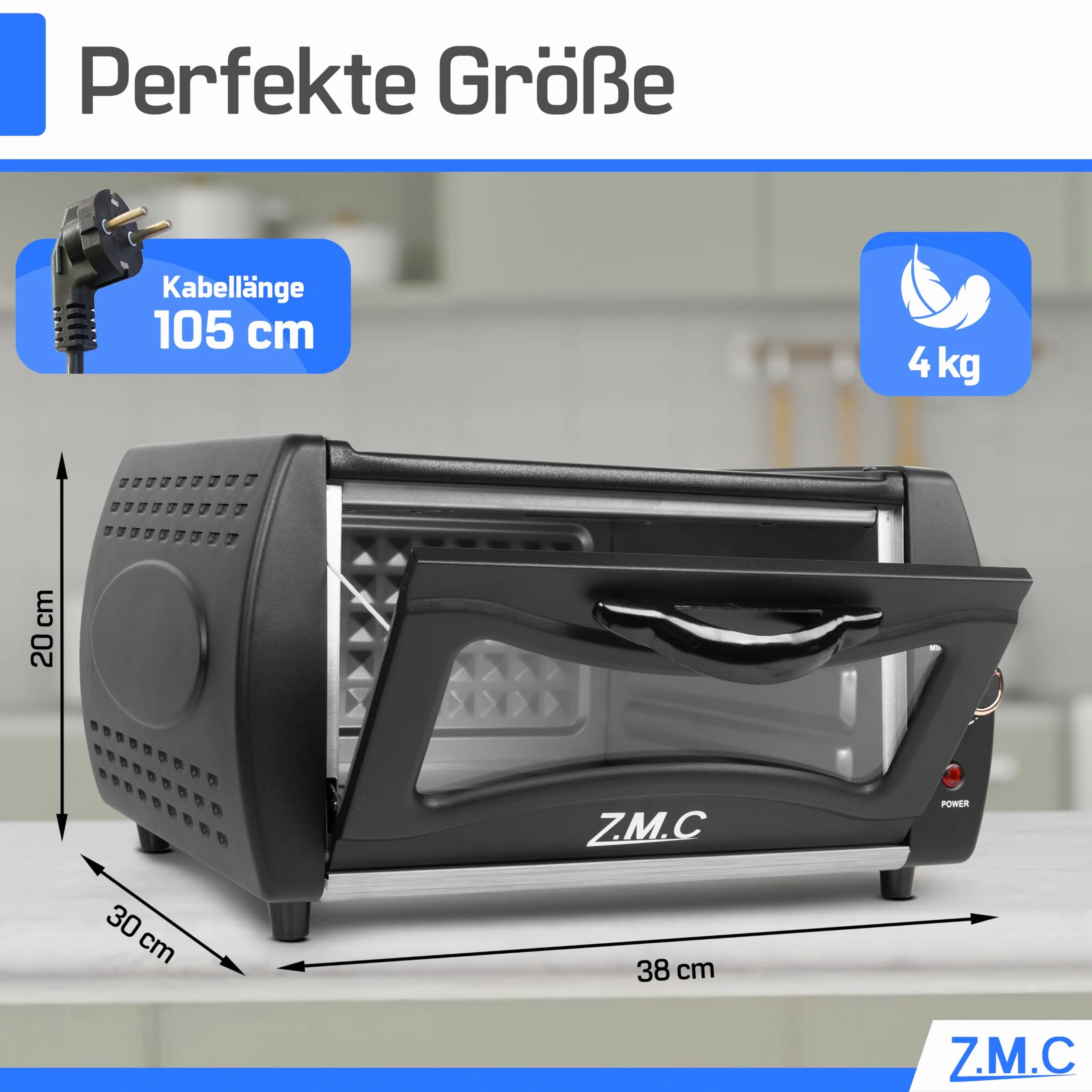 ZMC Mini Tandoor 2100 W 22 l – piekarnik do lahmacun, pizzy, naan i chleba, w zestawie blacha do pieczenia i ruszt do grillowania. Szybkie nagrzewanie, idealny