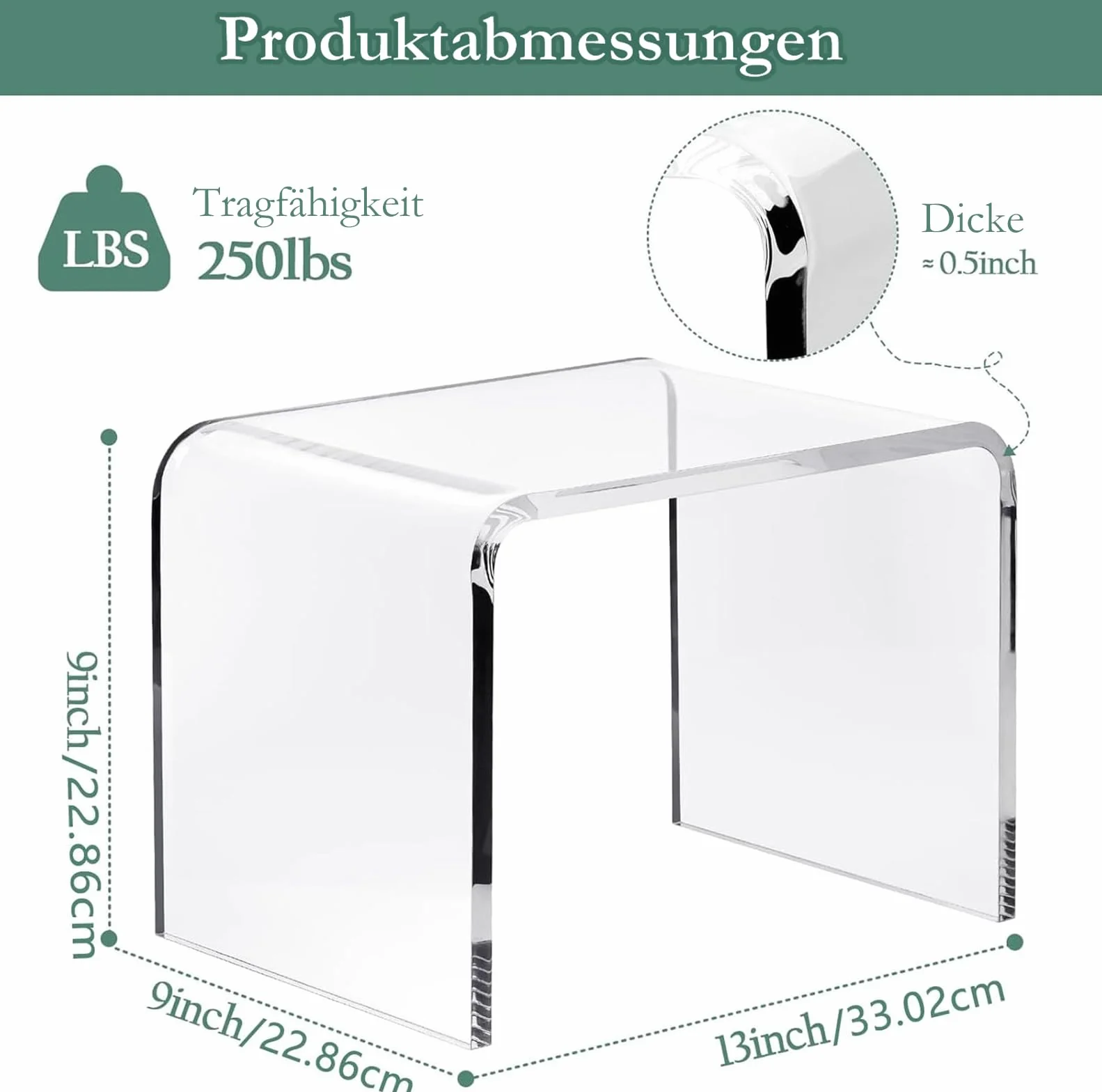 Akrylowy Taboret Łazienkowy, Nowoczesny, Pogrubiony, Przezroczysty, Wodoodporny