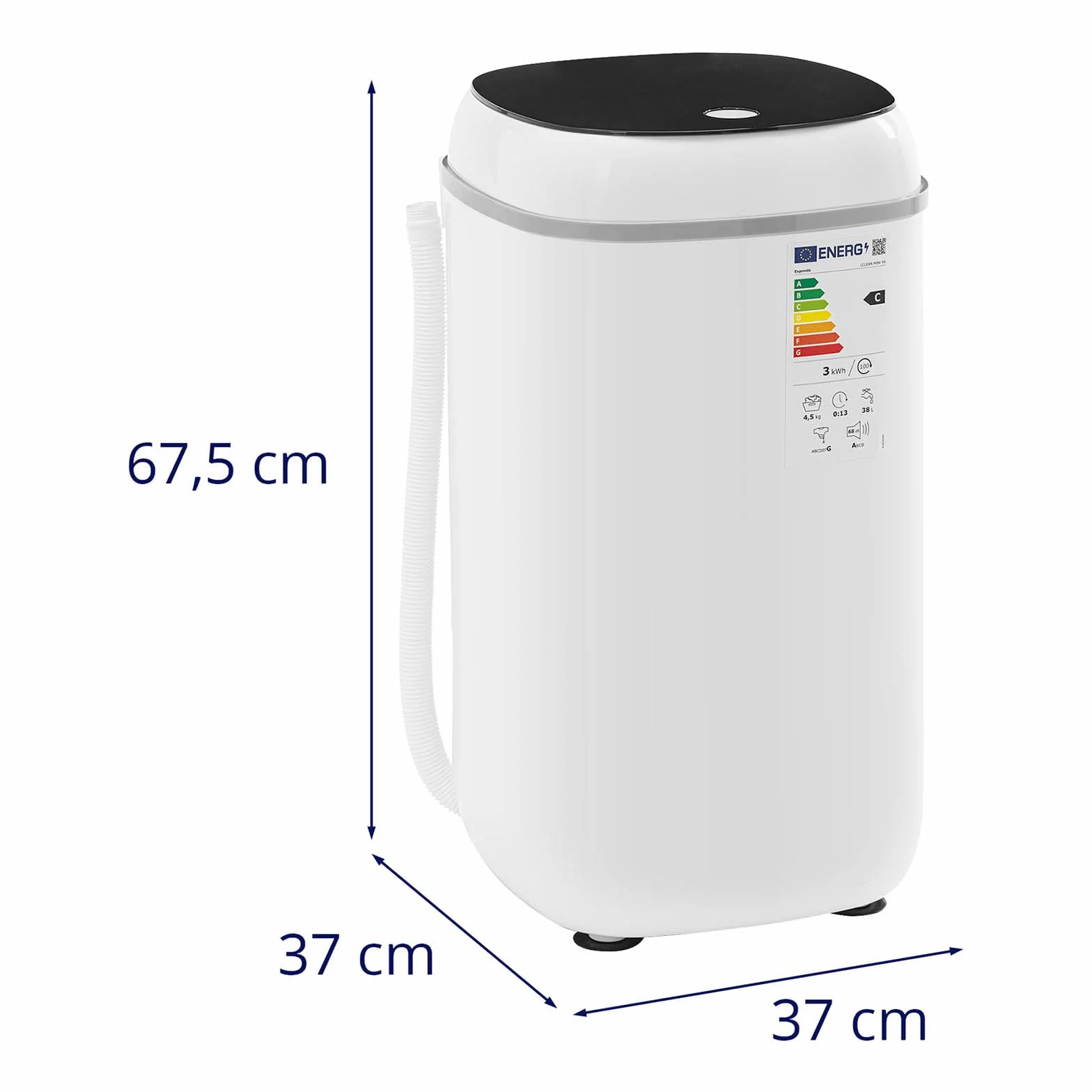LCLEAN MINI XS mini pralka z funkcją wirowania, 4,5 kg, 260 W, pralka kempingowa, do kampera, przenośna pralka