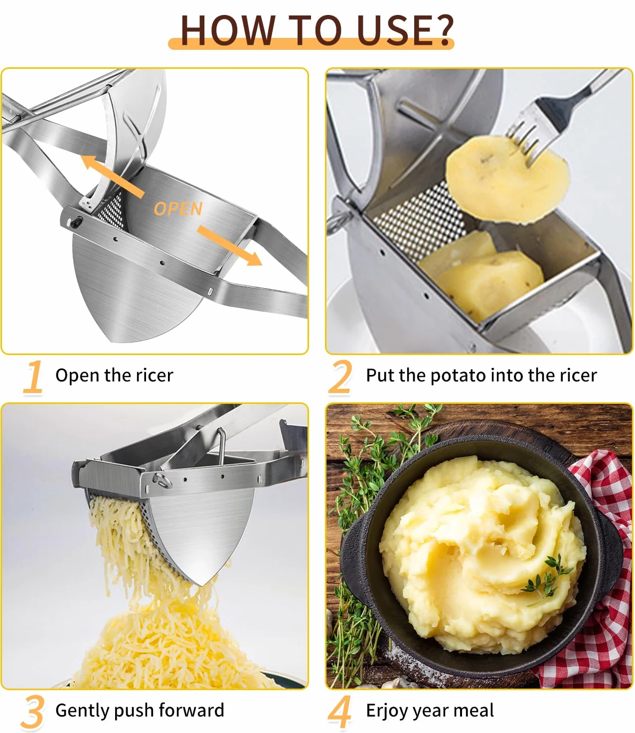 Stainless Steel Potato Press
