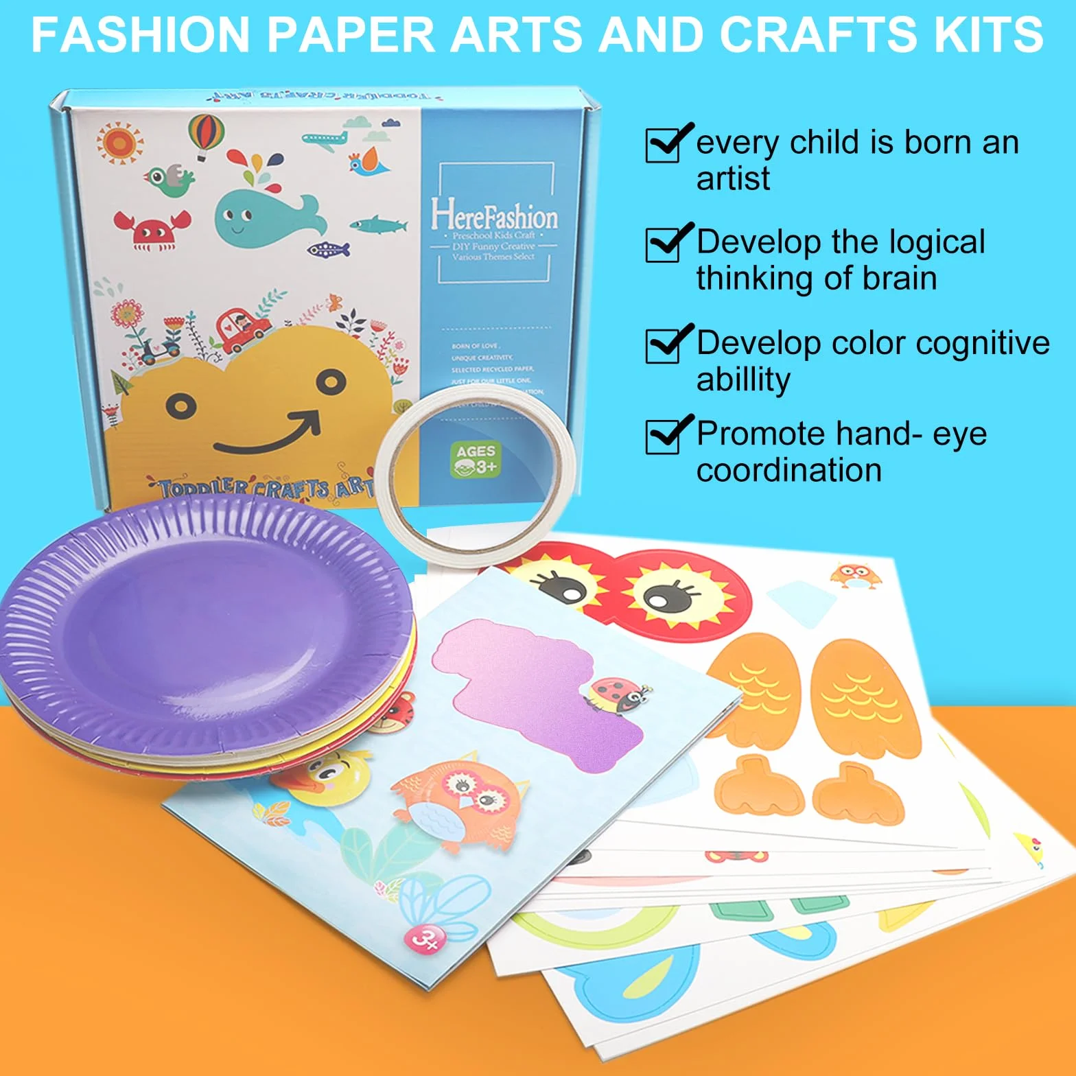 WOKICOR 10 sztuk papierowych talerzy, zestaw do majsterkowania dla dzieci, scrapbooking na urodziny dziecka, początek roku szkolnego, prezent na wiosnę, zwierzęta DIY, kreatywne talerze, zestawy do