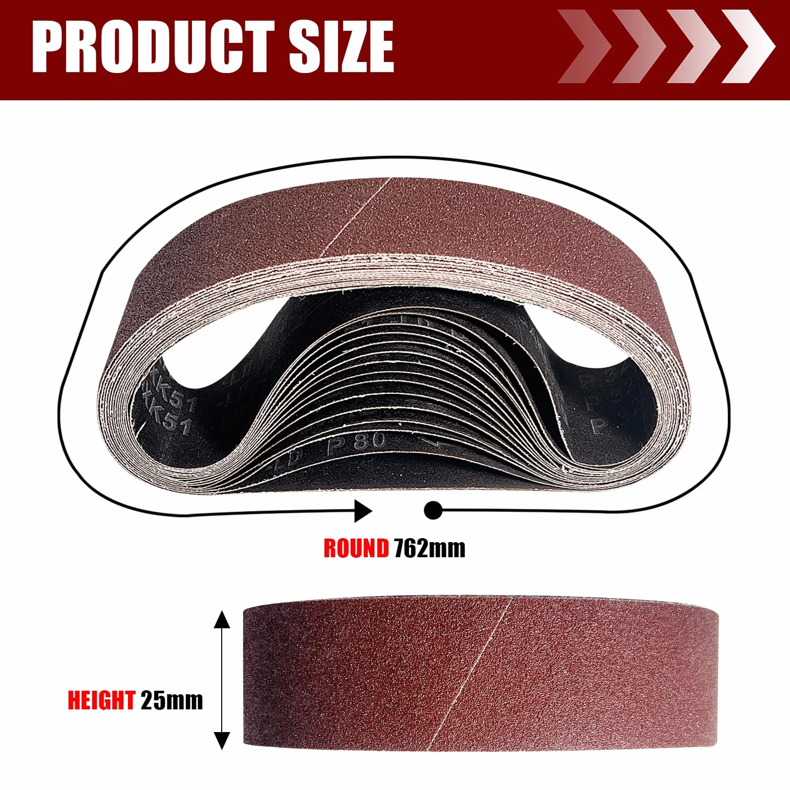 15 sztuk taśm szlifierskich 25 x 762 mm, zestaw 3 x ziarnistość 80/120/150/240/320 do szlifierek taśmowych stacjonarnych