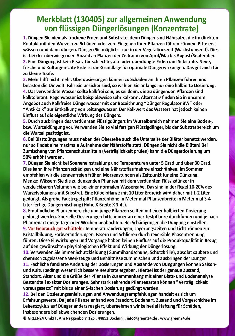 GREEN24 Nawóz do roślin pokojowych, profesjonalny nawóz do roślin zielonych, nawóz płynny High Tech