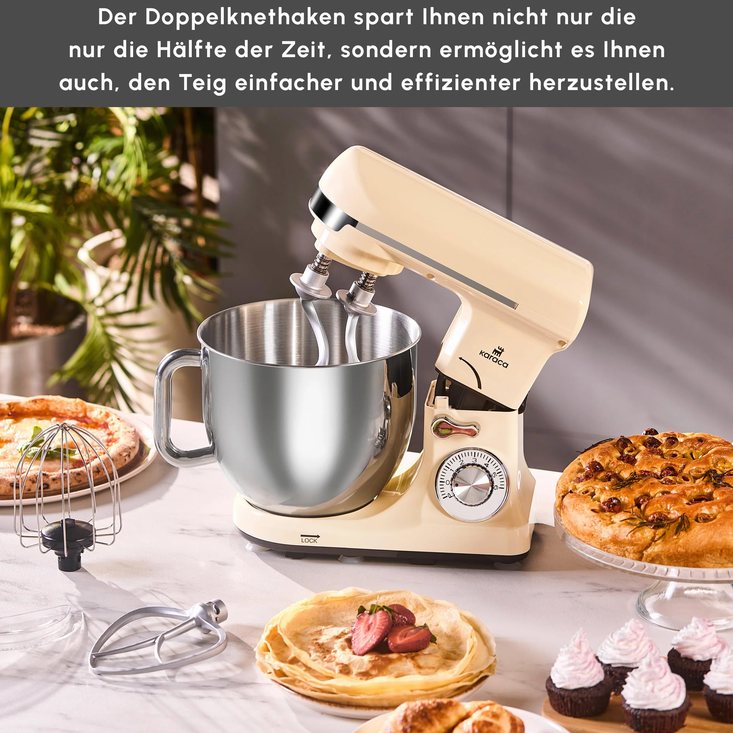 Karaca Blendburst mikser stojący, Iconic Beige – wydajne urządzenie kuchenne o mocy 1400 W i pojemności 5,7 l