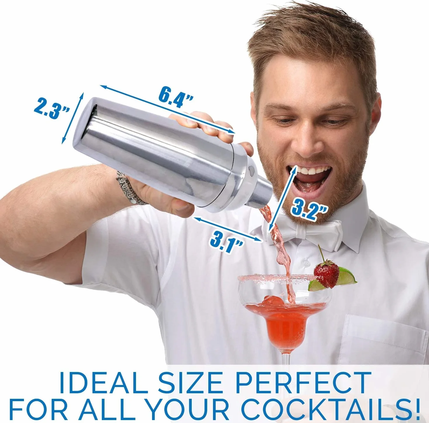 Shaker do koktajli, 750 ml, stal nierdzewna, shaker Martini Shaker + mikser z sitkiem