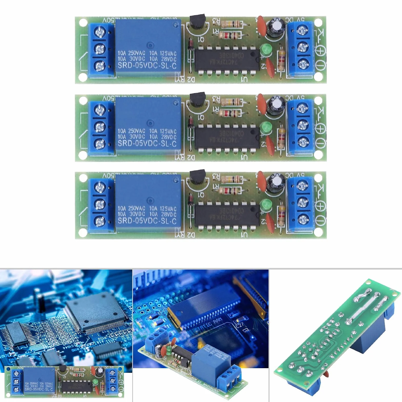 3 sztuk moduł przekaźnika czasowego z izolacją transoptorową DC5V CD4013 Chip 1 kanał NO NC pojedynczy biegun podwójny przełącznik przekaźnikowy