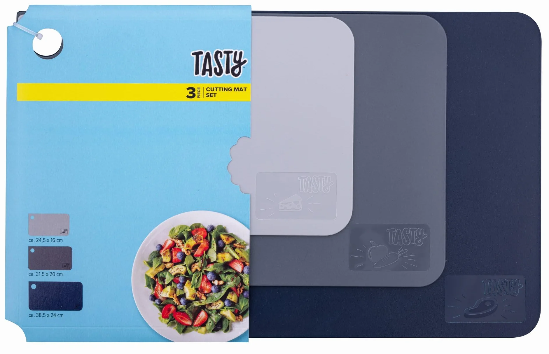 Tasty Zestaw 3 mat do krojenia PP 3 rozmiary szare niebieskie