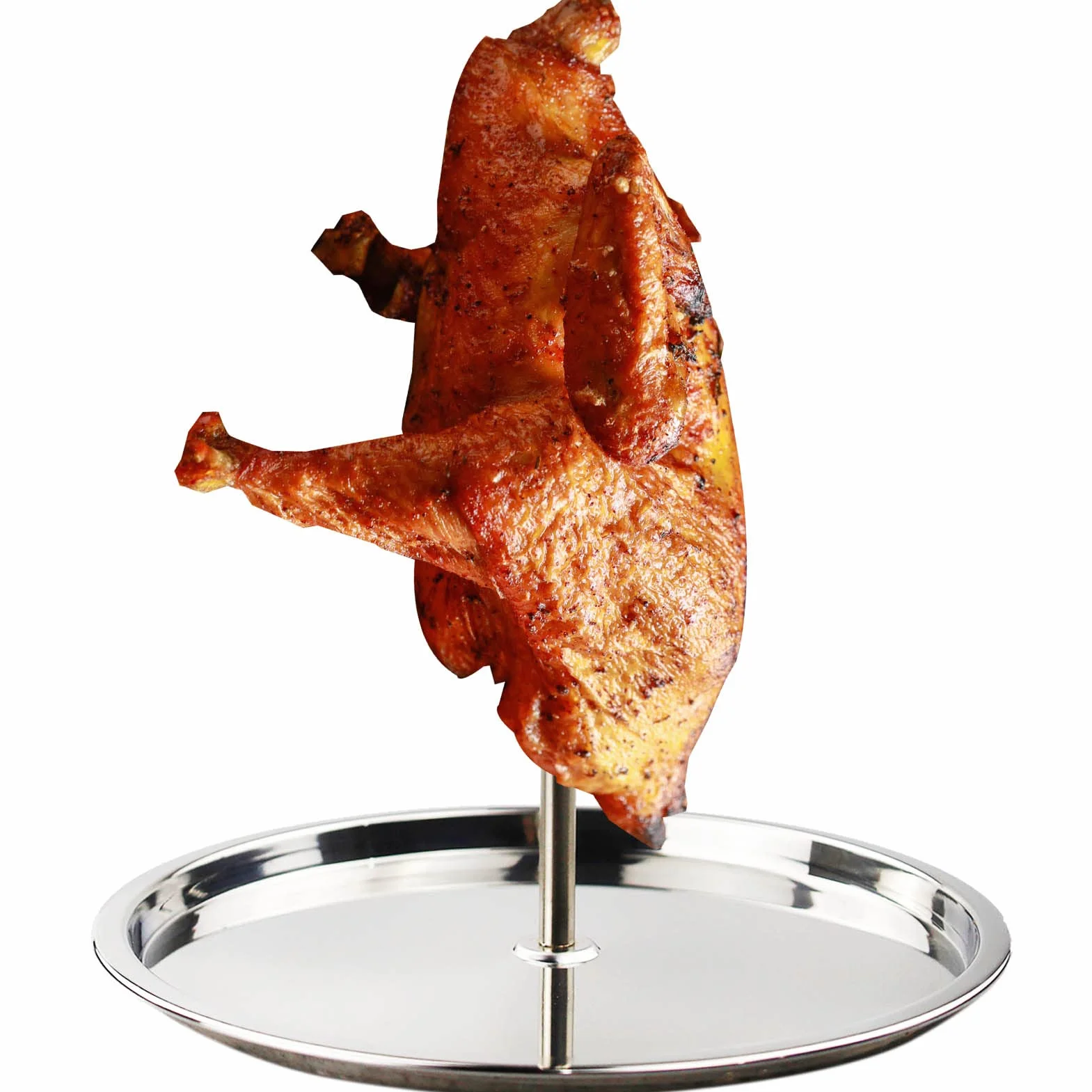 Pionowy Szpikulec do Grillowania - Stojak do Pieczenia Kurczaka, Indyka, Kebaba - Stal Nierdzewna, Węgiel Drzewny, Ruszt Pionowy